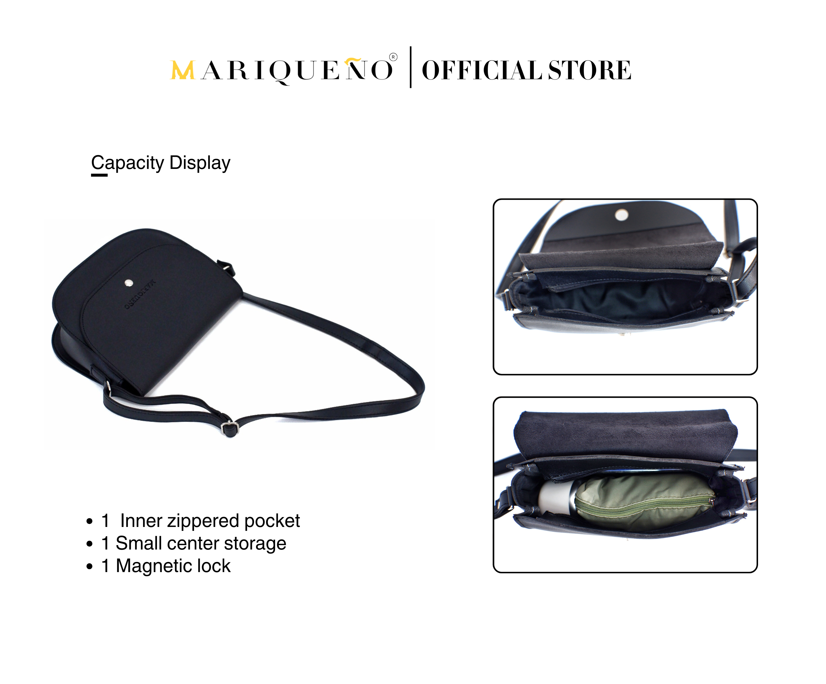 MADISON Classic Top Handle Sling Bag in Black by Mariqueño