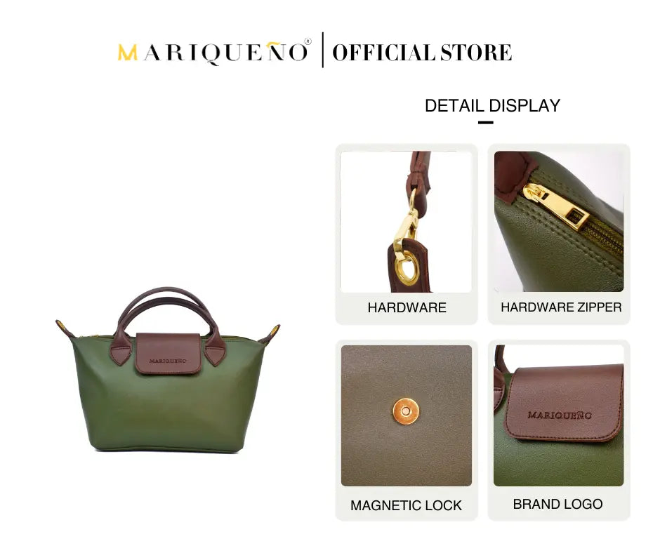 MARTHA Leather Tote Top Handle Sling Bag in Green by Mariqueño
