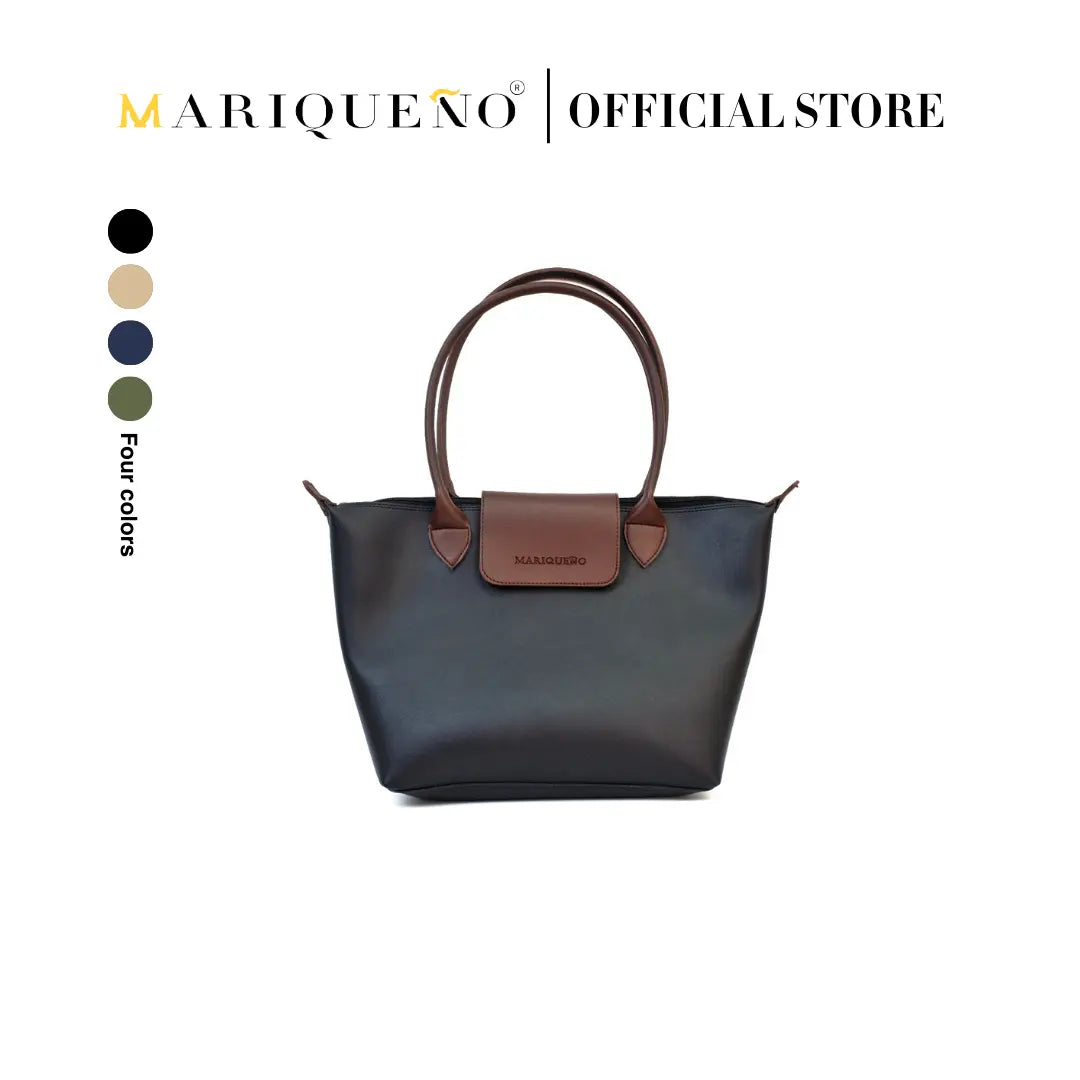 MARTHA Leather Tote Bag in Black by Mariqueño