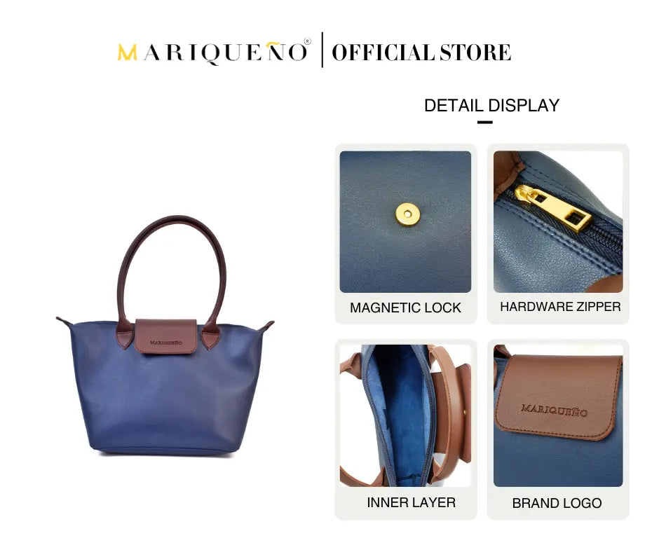 MARTHA Leather Tote Bag in Blue by Mariqueño