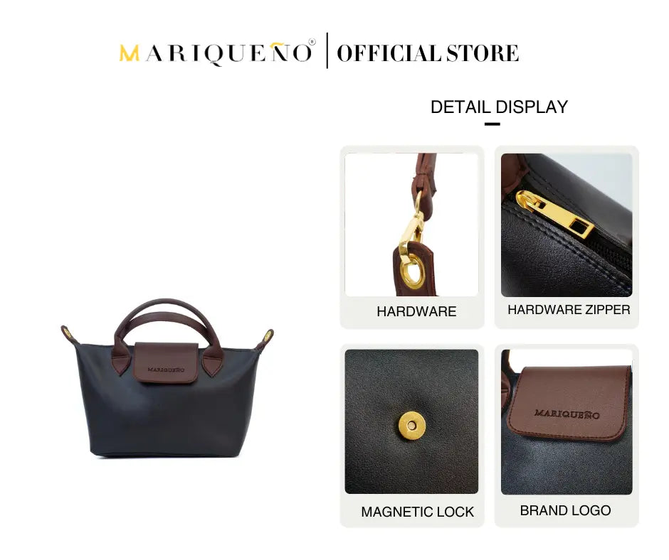 MARTHA Leather Tote Top Handle Sling Bag in Black by Mariqueño