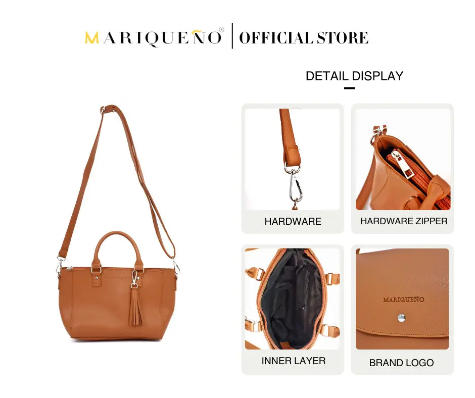 MINERVA Top Handle Sling Bag in Tan Brown by Mariqueño