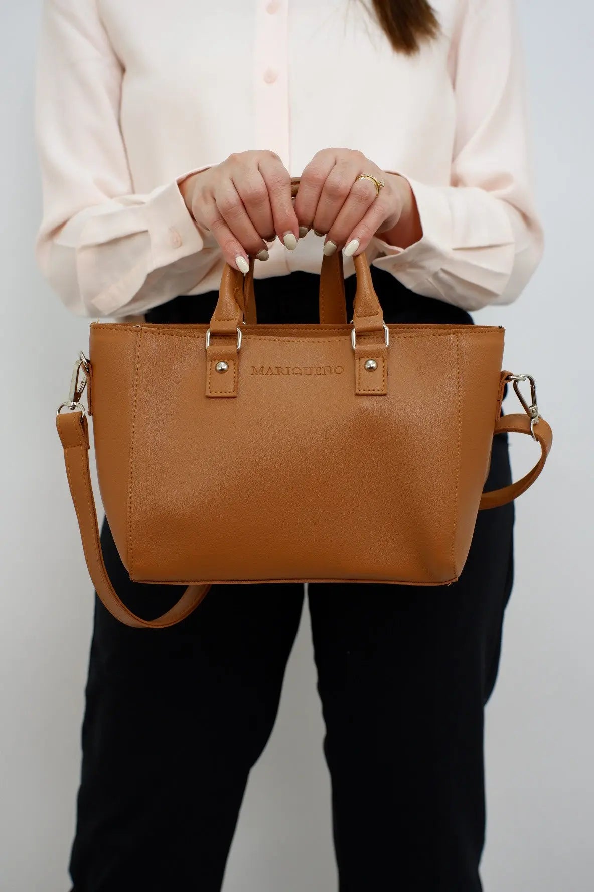 MINERVA Top Handle Sling Bag in Tan Brown by Mariqueño