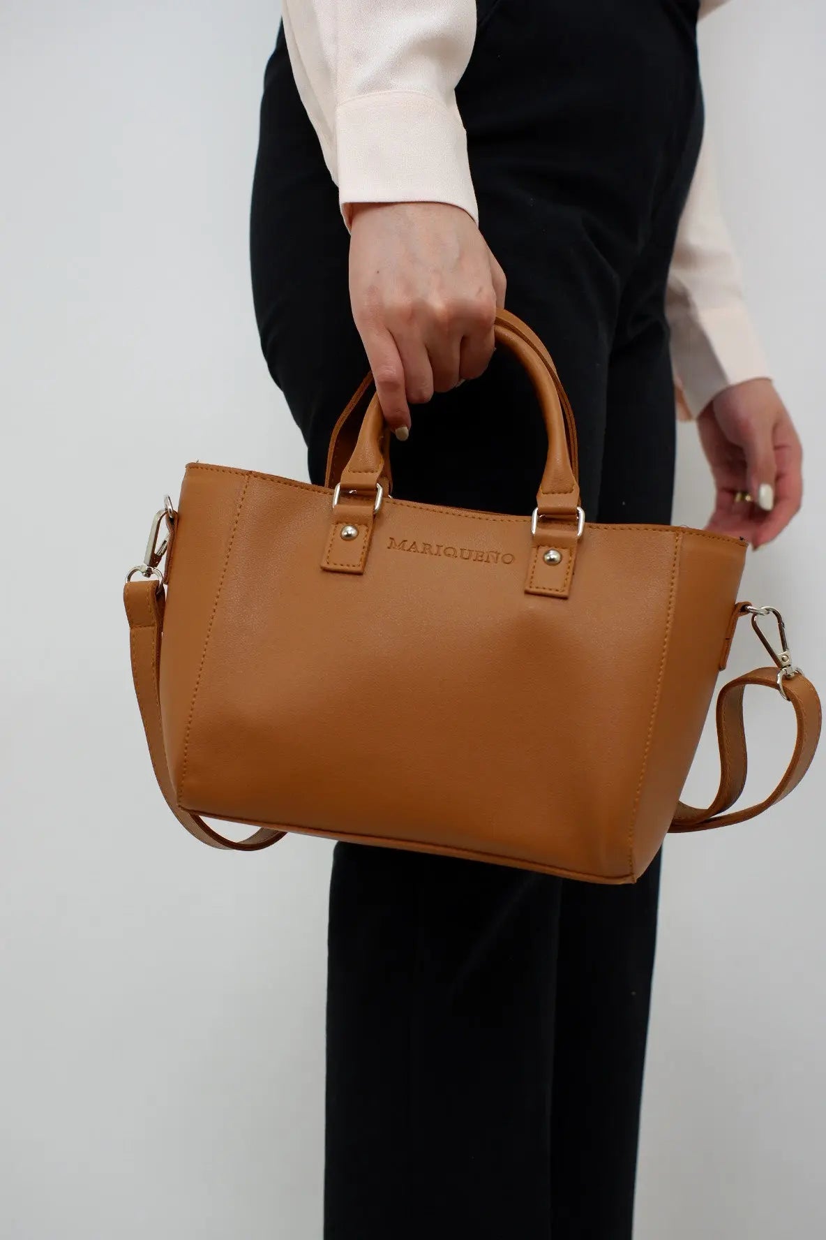 MINERVA Top Handle Sling Bag in Tan Brown by Mariqueño