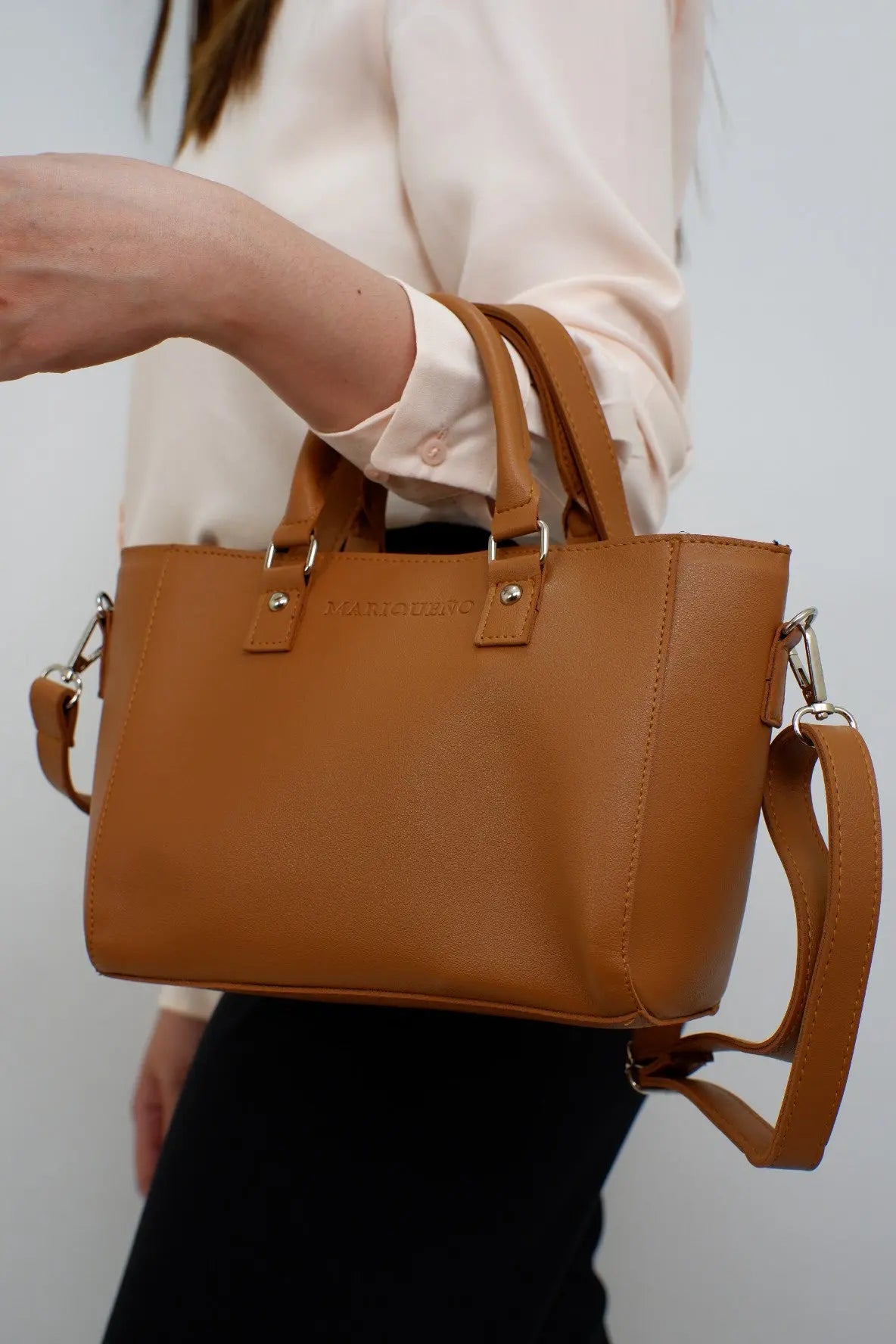 MINERVA Top Handle Sling Bag in Tan Brown by Mariqueño