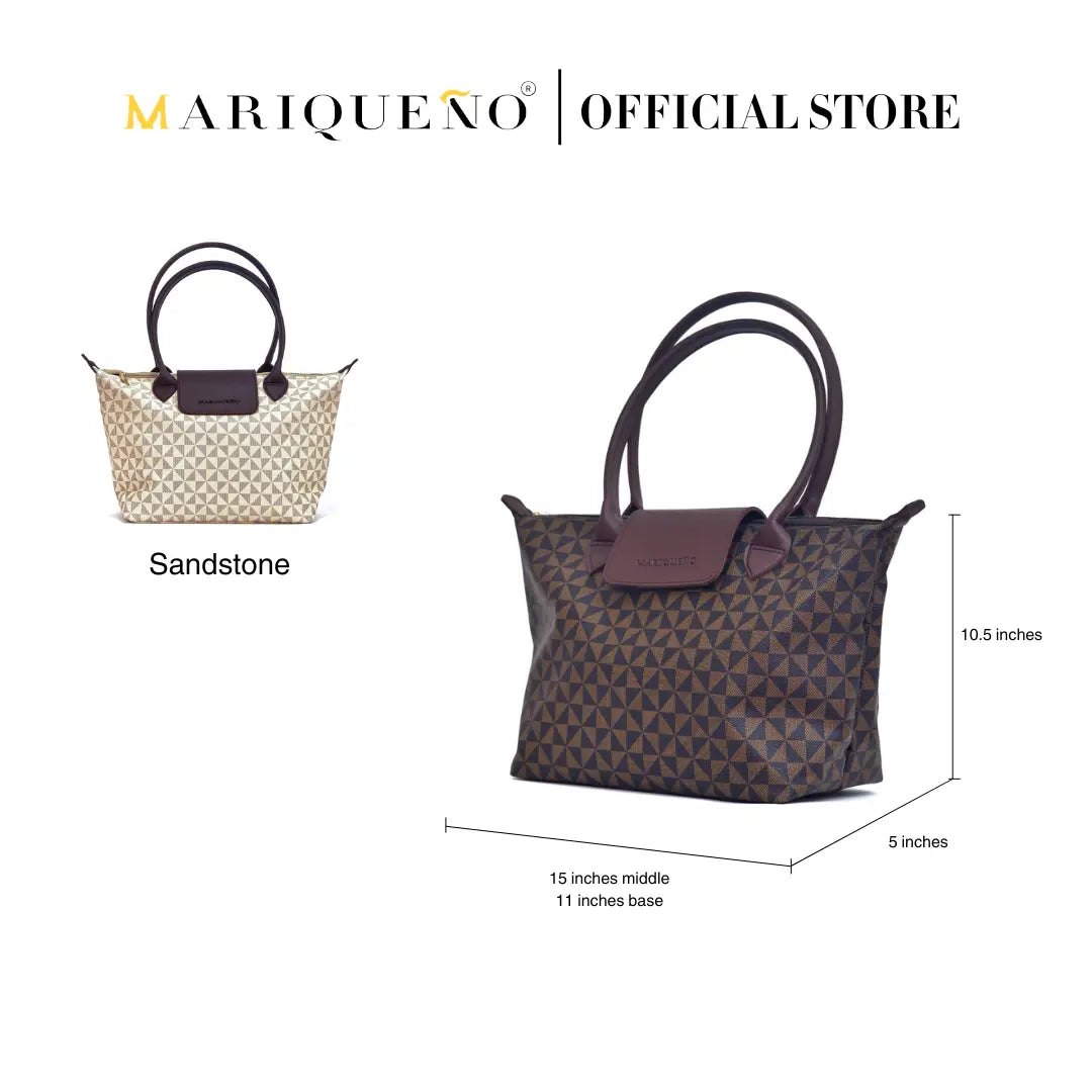 MARTHA Leather Tote in Mocha Geo by Mariqueño