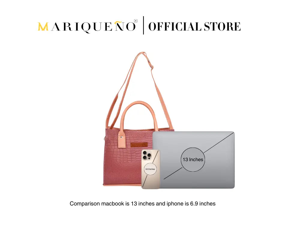 MADELINE Croc Embossed Satchel Bag in Old Rose by Mariqueño