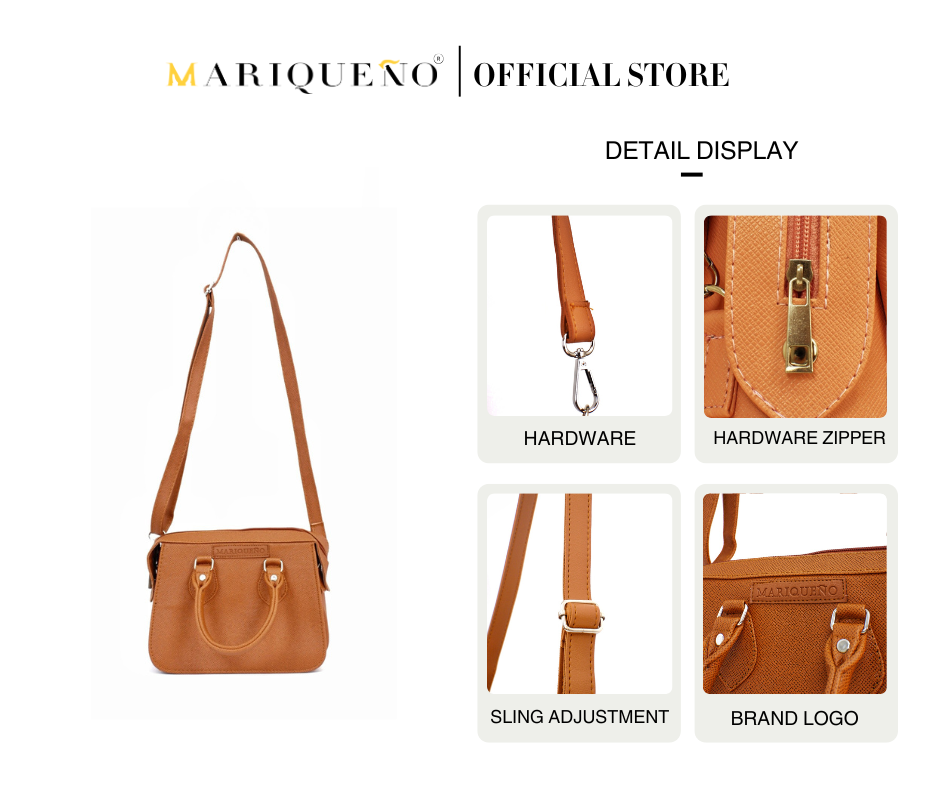 MARGAUX Top Handle Sling Bag in Tan Brown by Mariqueño