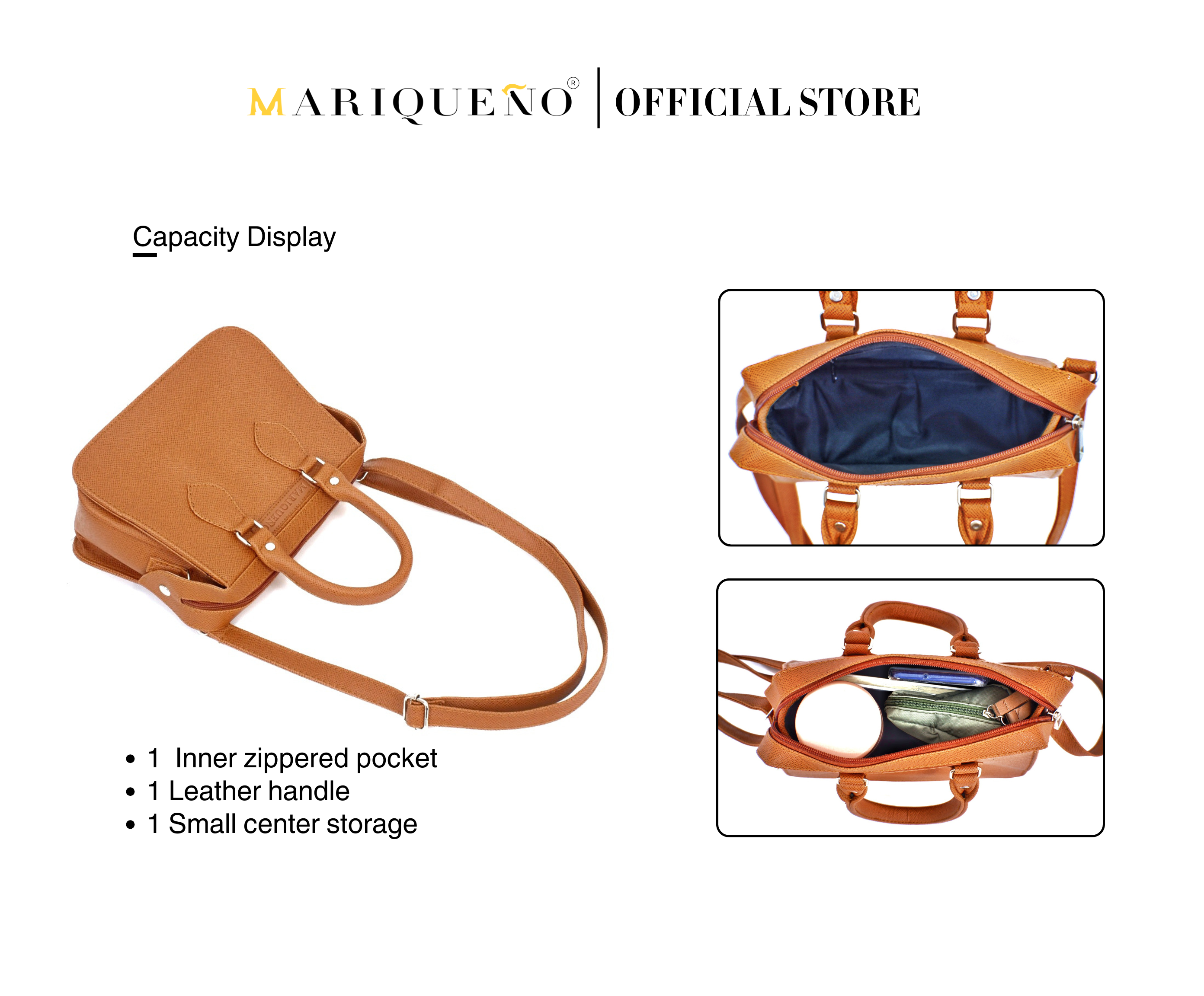 MARGAUX Top Handle Sling Bag in Tan Brown by Mariqueño