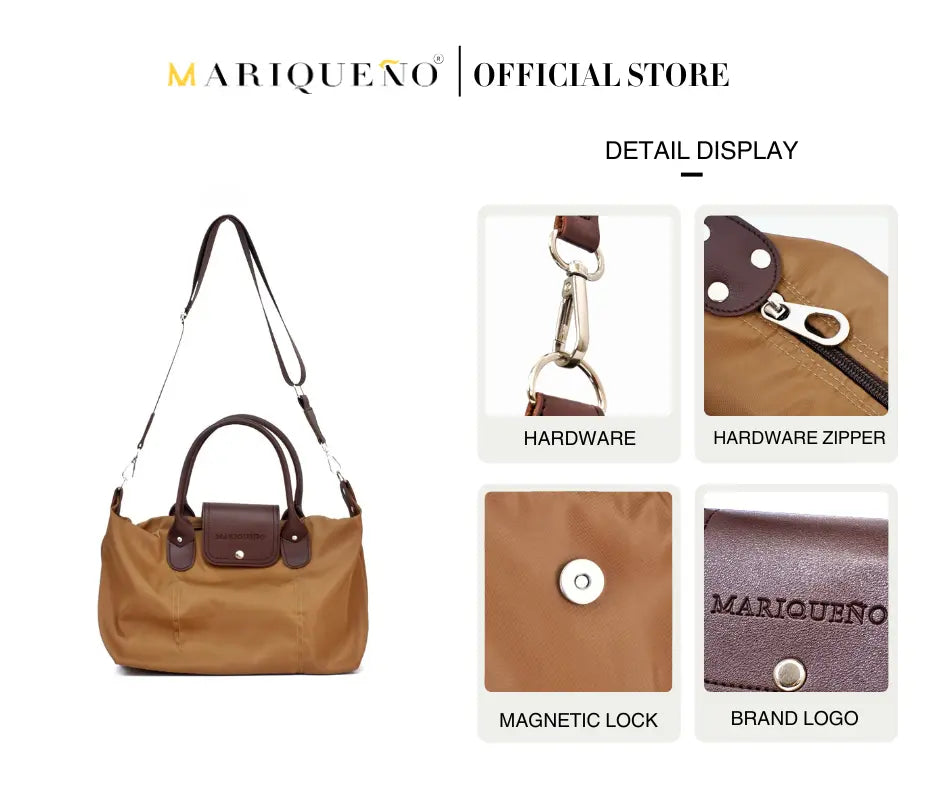 MARTHA Nylon Canvas Tote Bag in Coffee Brown by Mariqueño