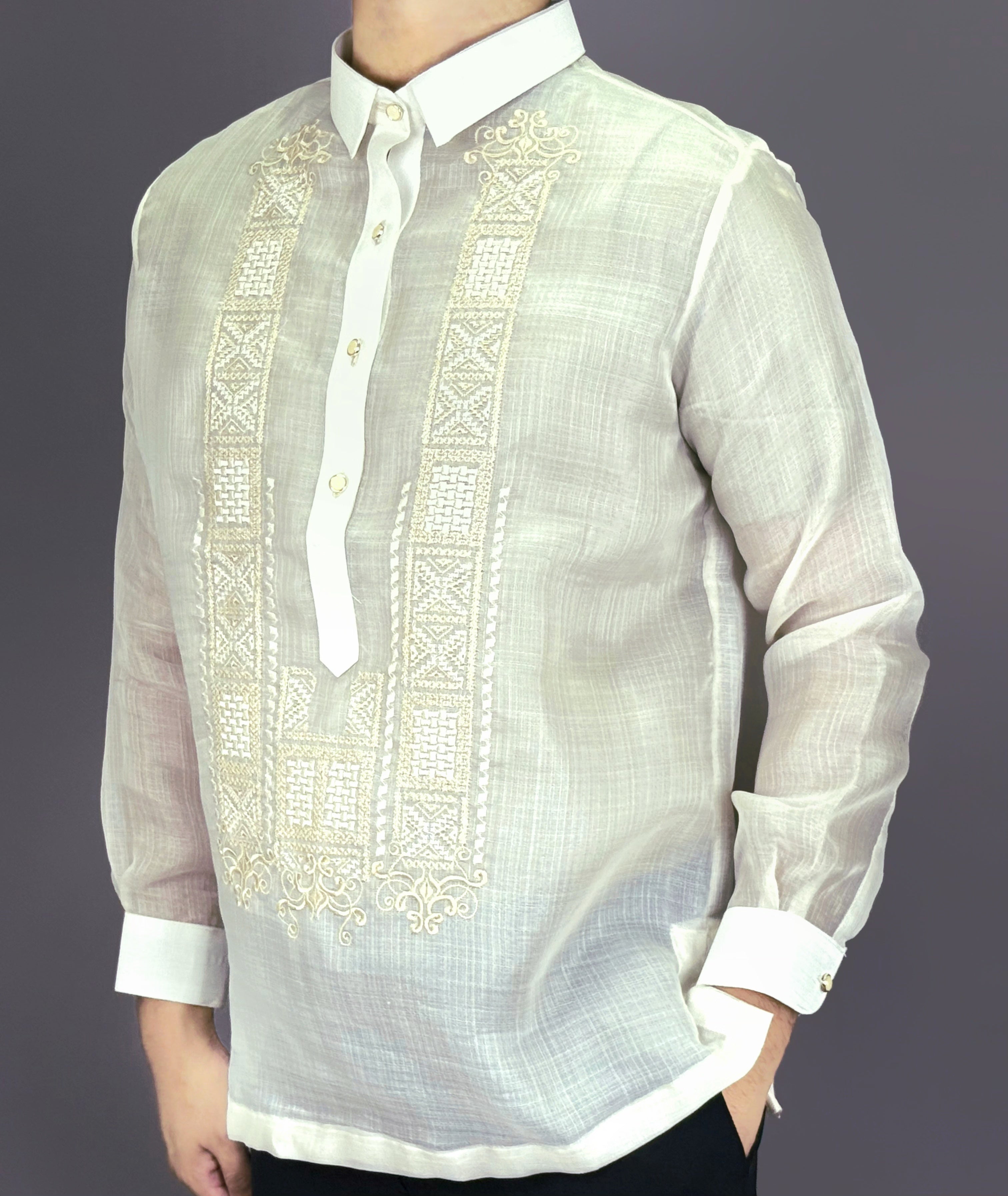 Men's Piña Cocoon GUEVARRA Premium Barong Tagalog in Cream