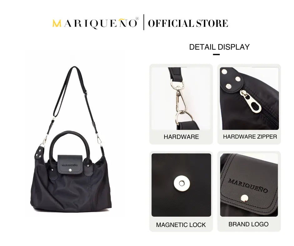 MARTHA Nylon Canvas Tote Bag in Black by Mariqueño