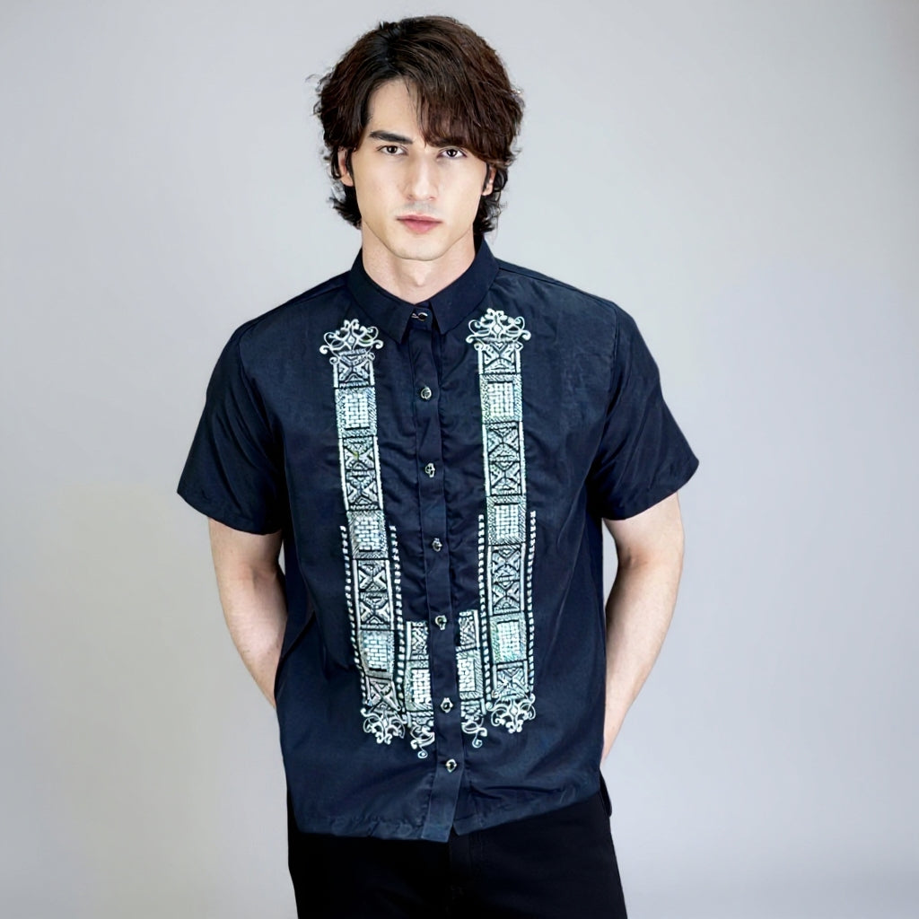 Men's Hugo GUEVARRA Office Barong Tagalog in Navy Blue
