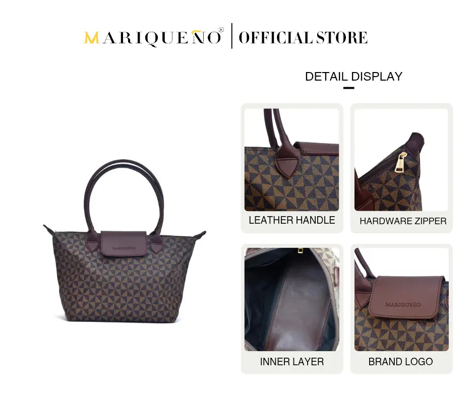 MARTHA Leather Tote in Mocha Geo by Mariqueño