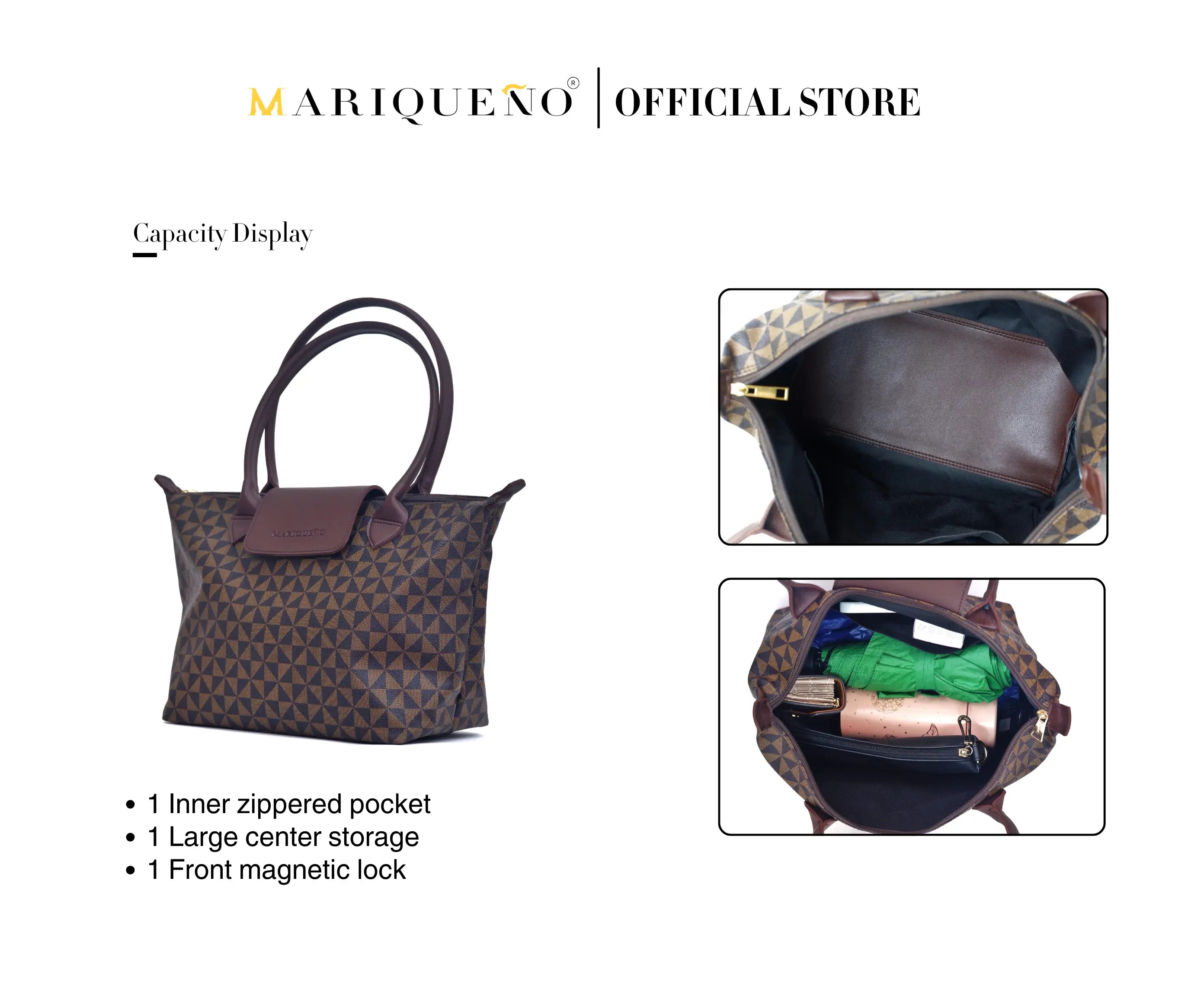 MARTHA Leather Tote in Mocha Geo by Mariqueño