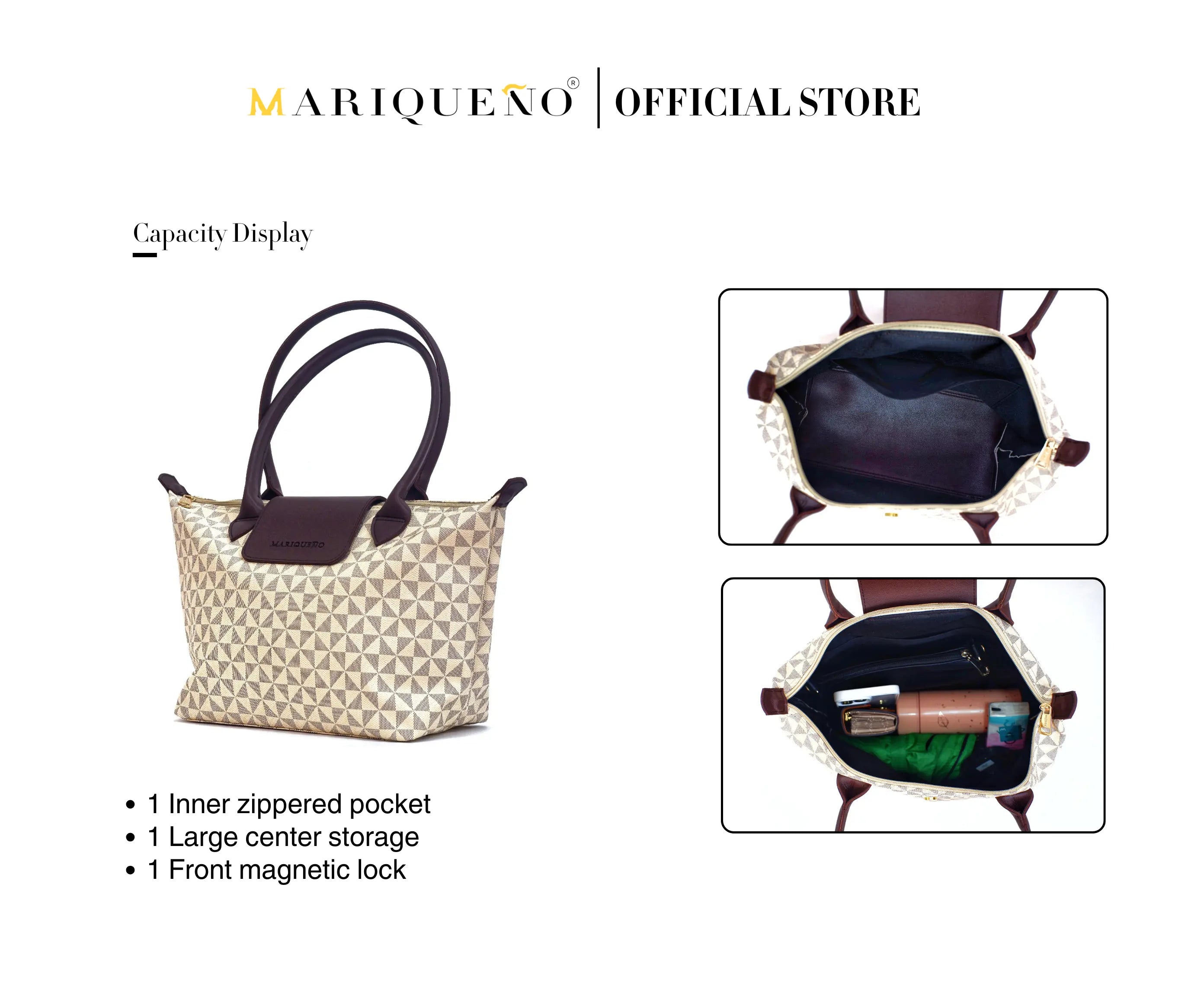 MARTHA Leather Tote in Sandstone Geo by Mariqueño