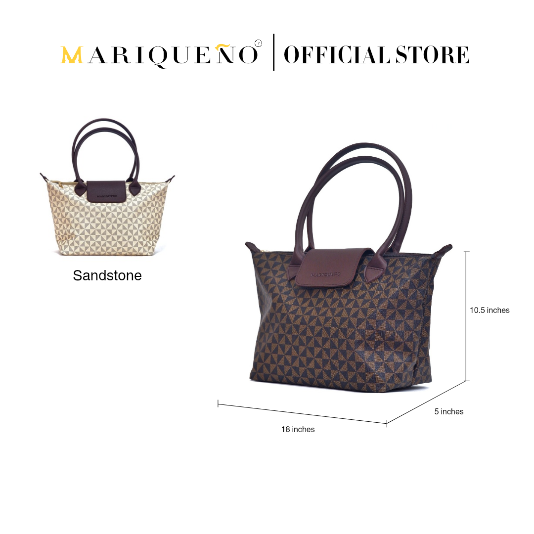 MARTHA Leather Tote in Mocha Geo by Mariqueño