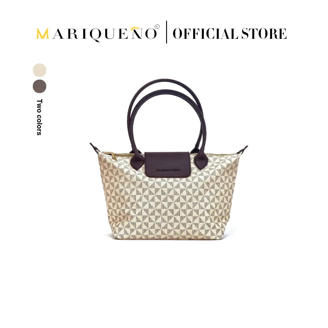 MARTHA Leather Tote in Sandstone Geo by Mariqueño