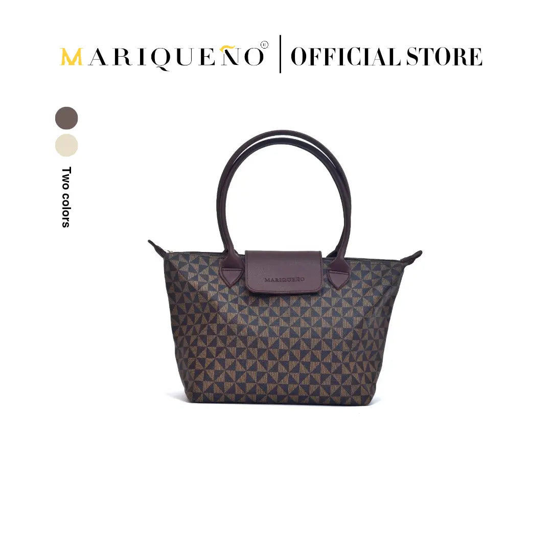 MARTHA Leather Tote in Mocha Geo by Mariqueño