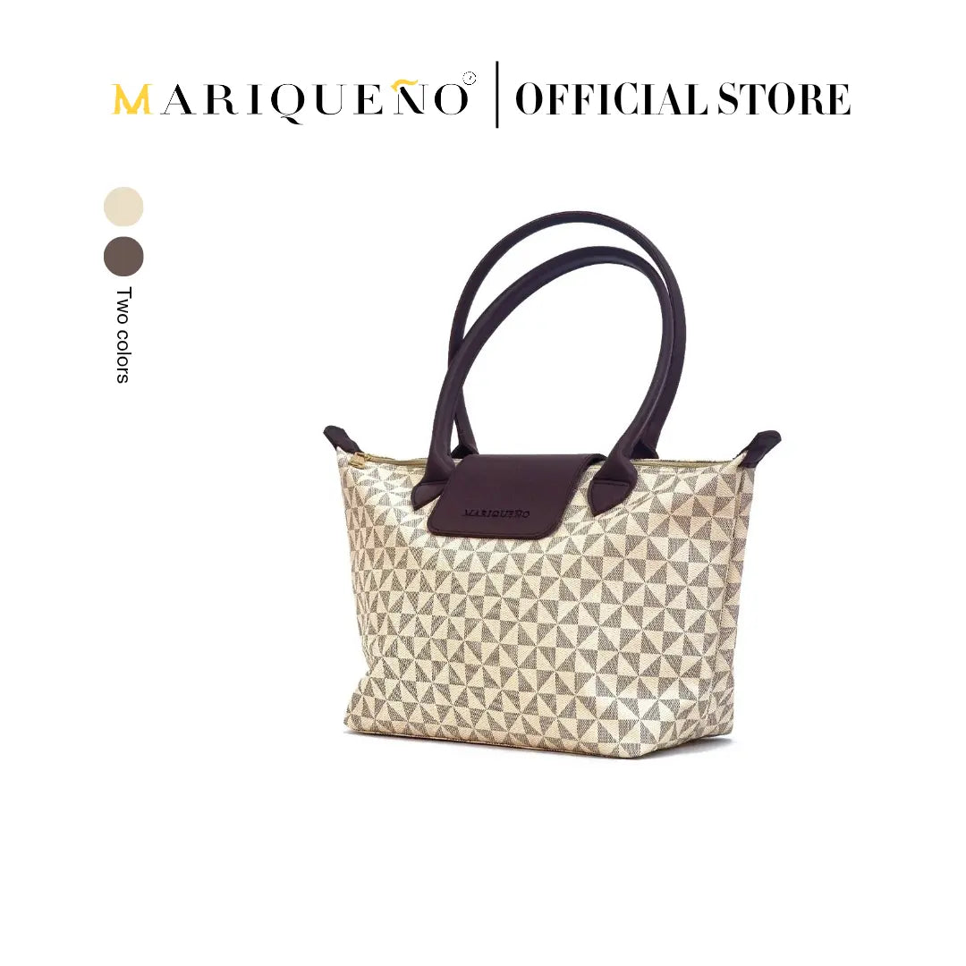 MARTHA Leather Tote in Sandstone Geo by Mariqueño