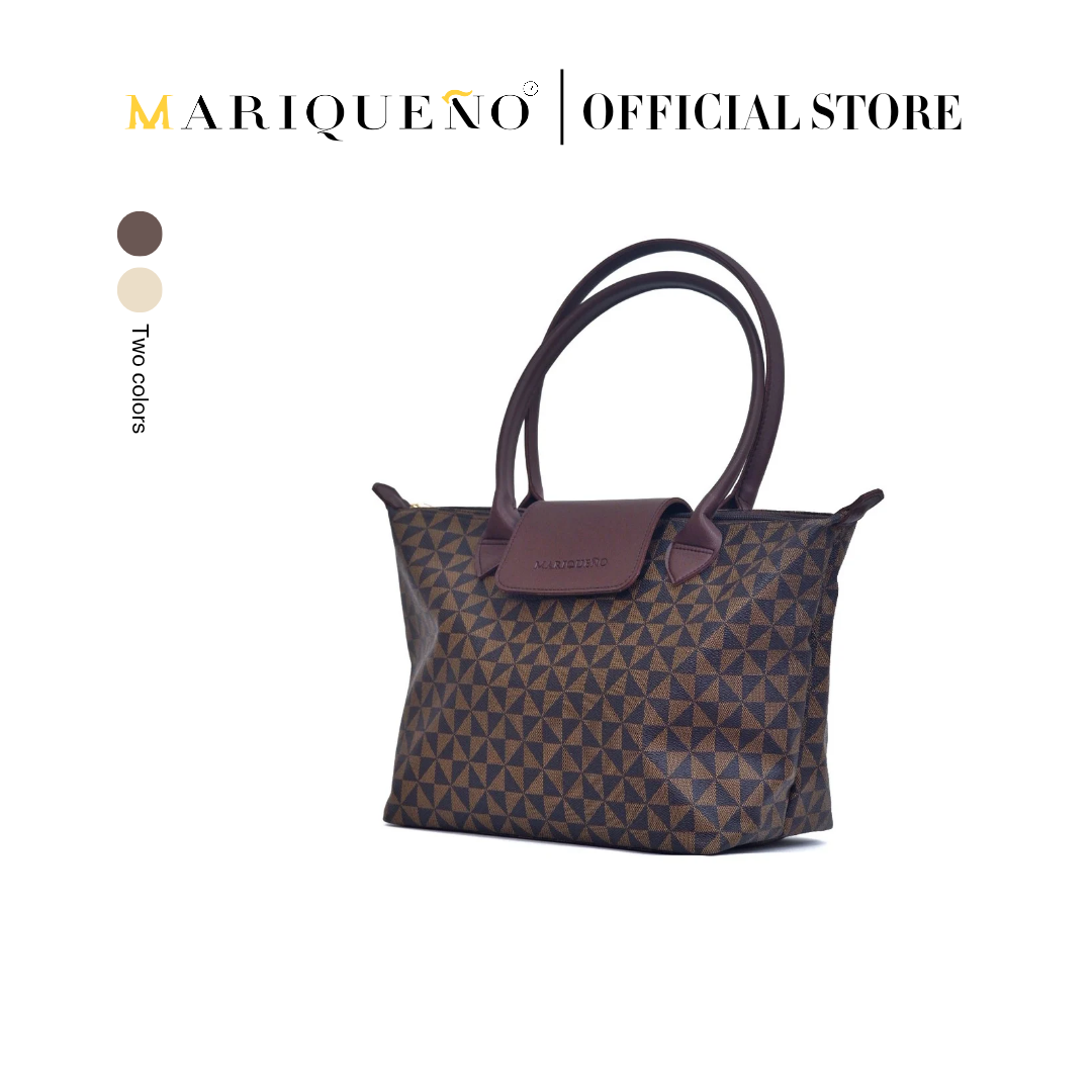 MARTHA Leather Tote in Mocha Geo by Mariqueño