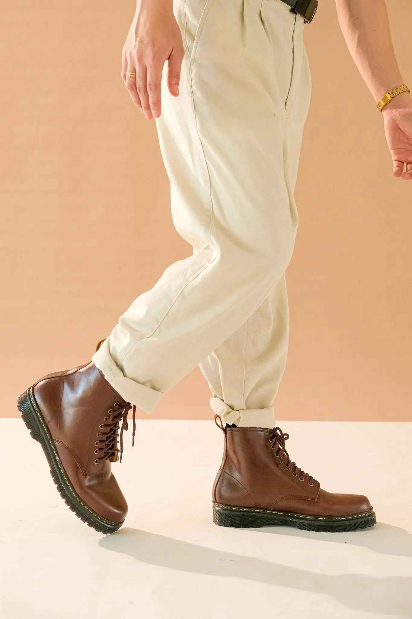 MARCELINO High Cut Leather Riding Boots - Walnut | by Mariqueño ( )