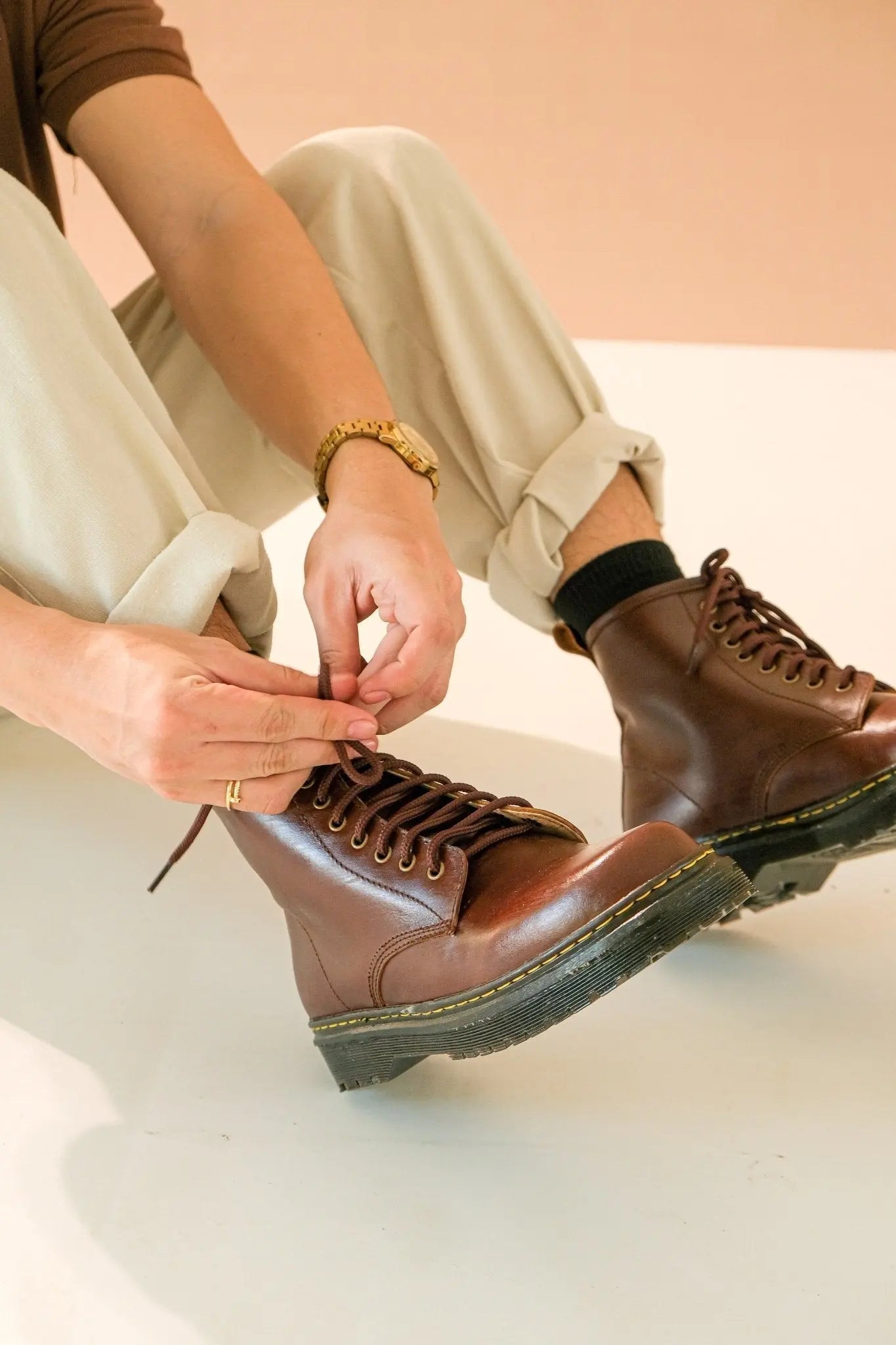 MARCELINO High Cut Leather Riding Boots - Walnut | by Mariqueño ( )