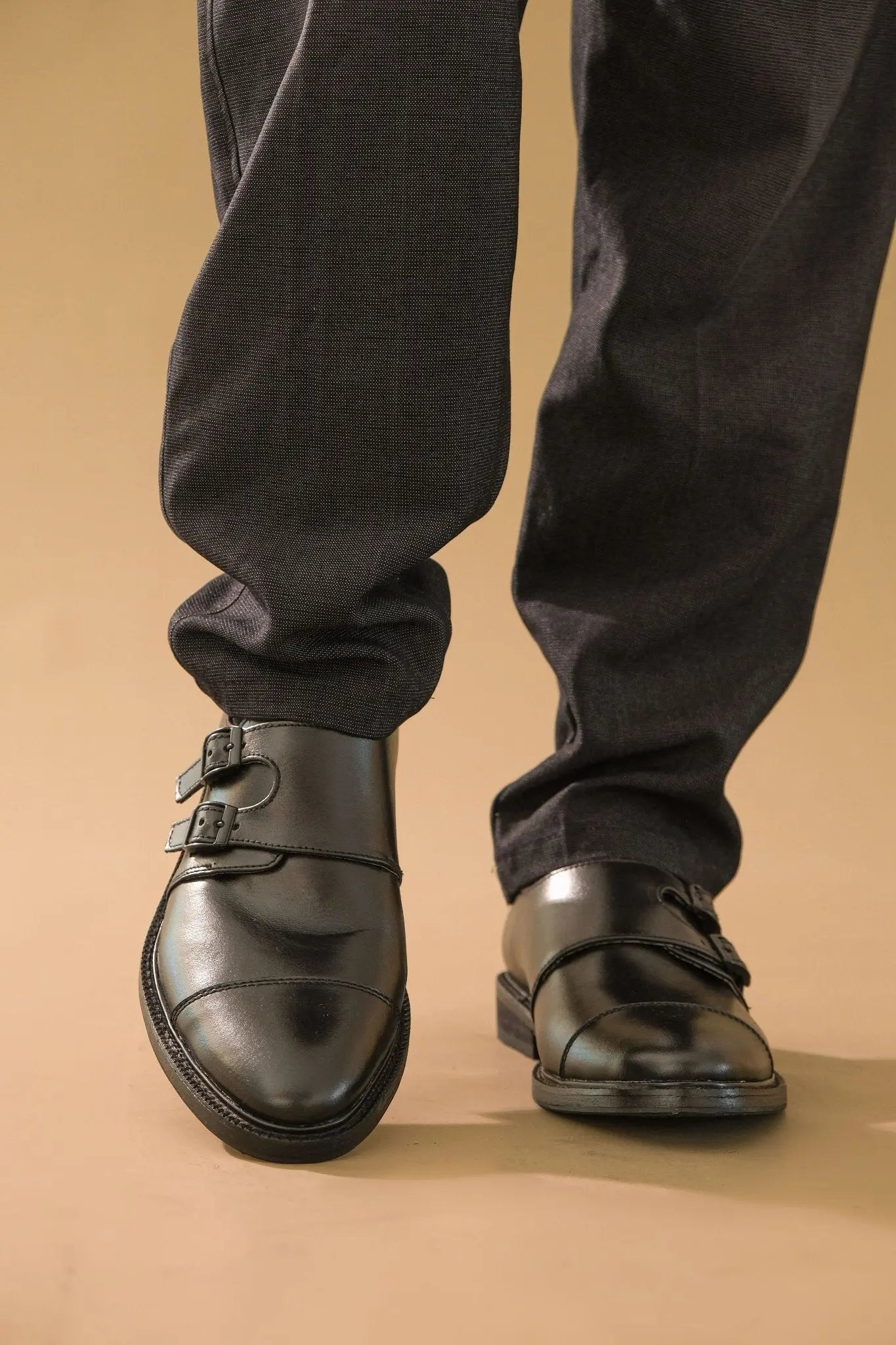 SANTIAGO Double Monkstrap Oxford - Black | by Mariqueño ( )