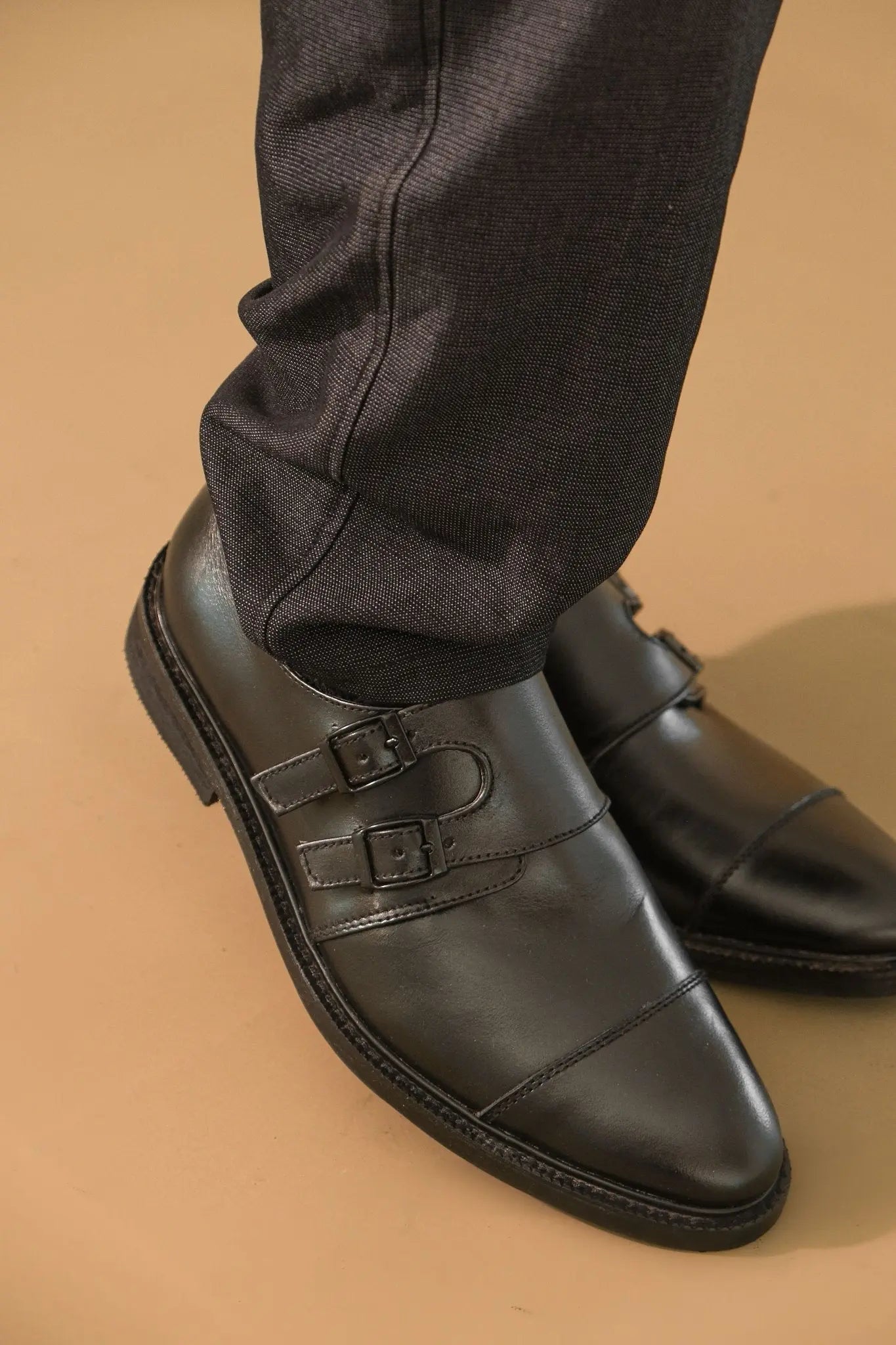 SANTIAGO Double Monkstrap Oxford - Black | by Mariqueño ( )