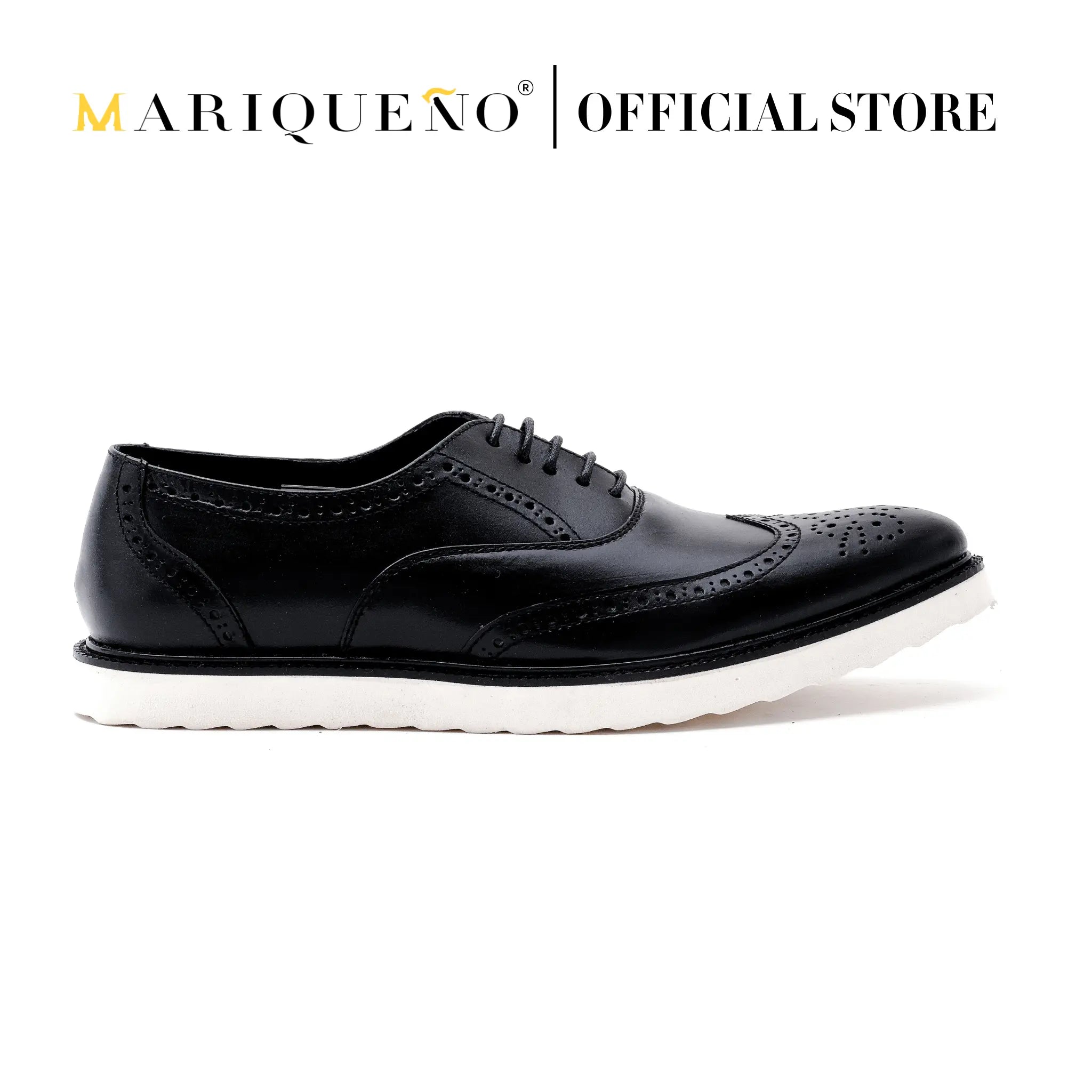 GUEVARRA Wingtip Oxford in Rubber Sole - Black |   by  Mariqueño ( )