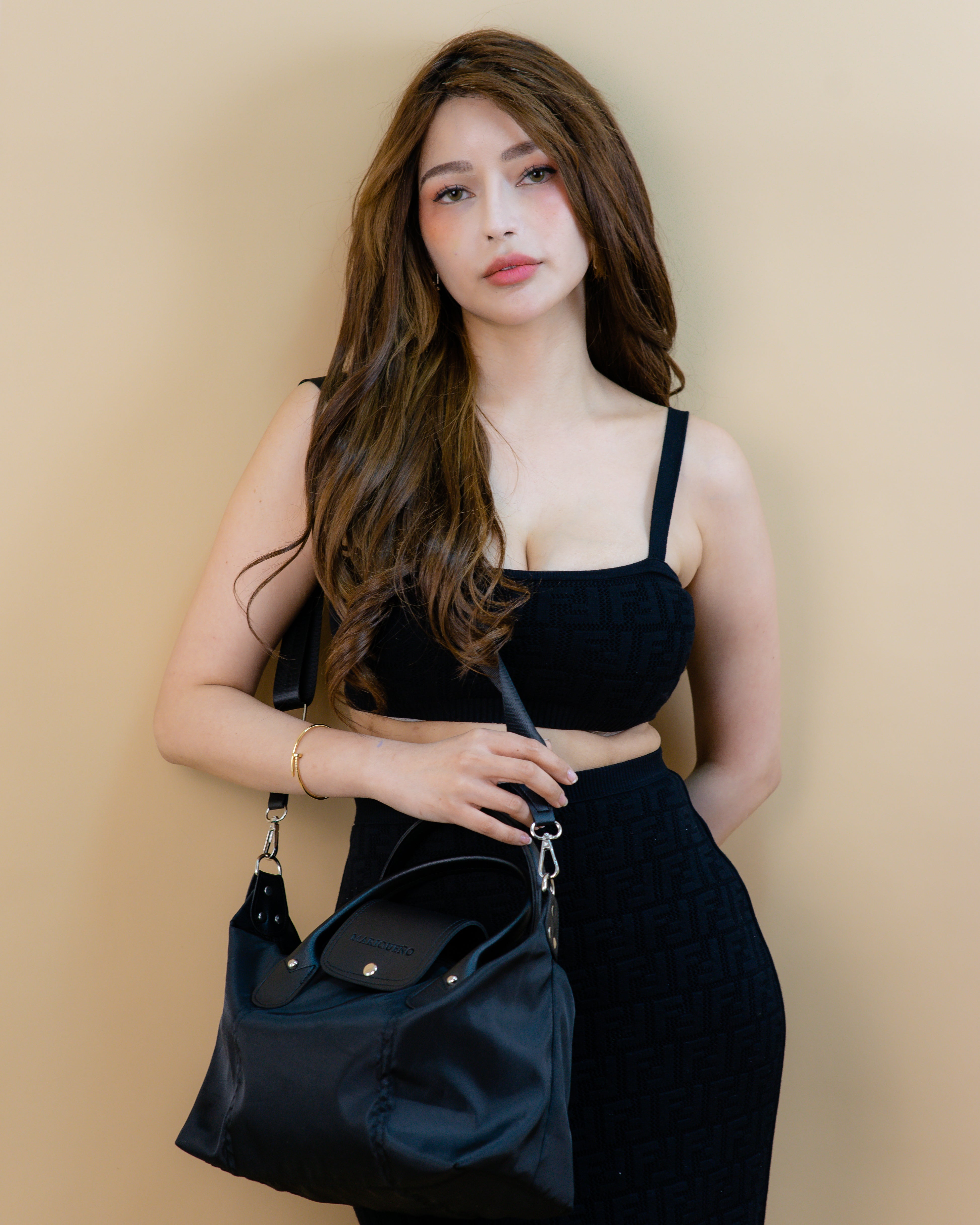 MARTHA Nylon Canvas Tote Bag in Black by Mariqueño