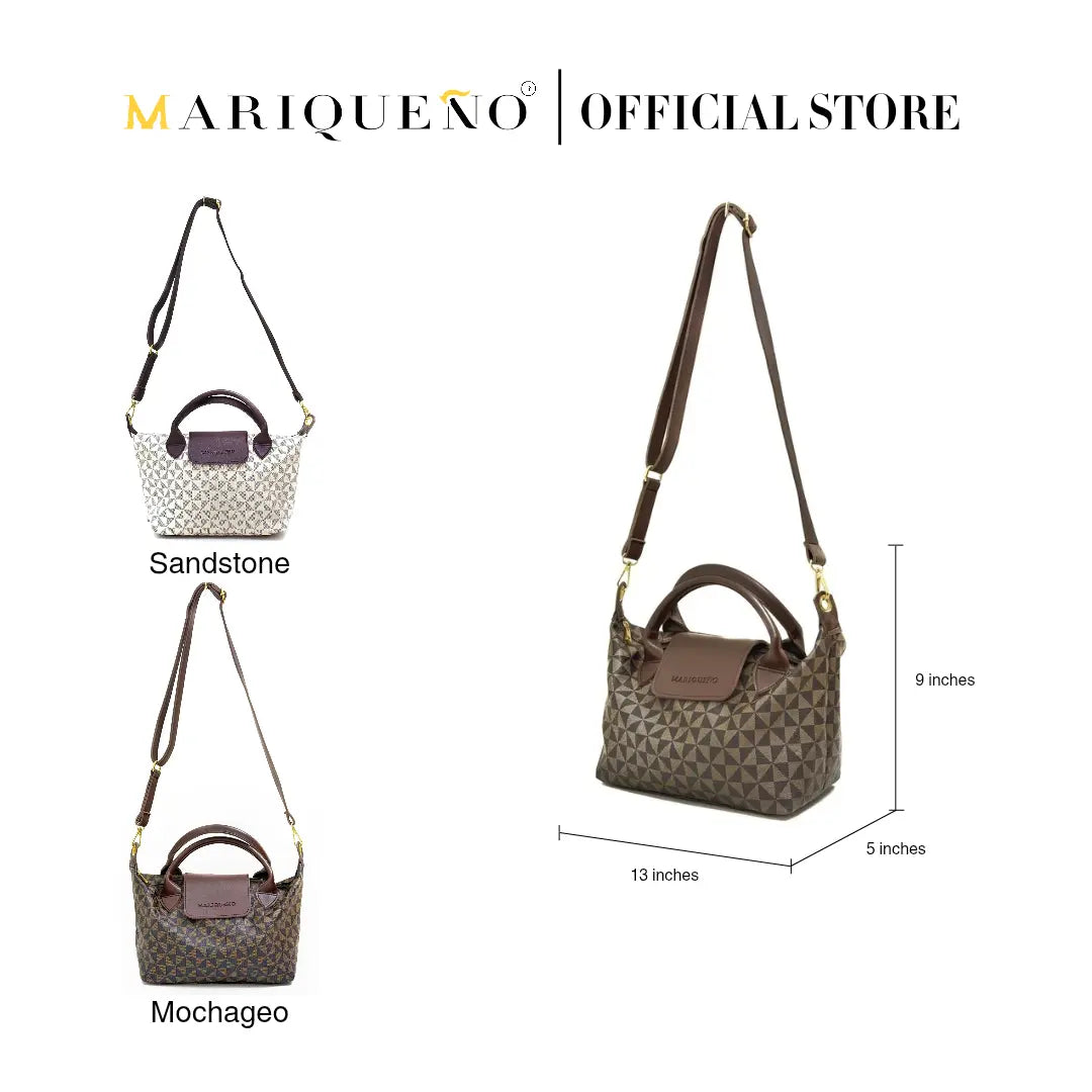 MARTHA Leather Tote Top Handle Sling Bag in Mocha Geo | by Mariqueño ( )
#color_choco brown geo