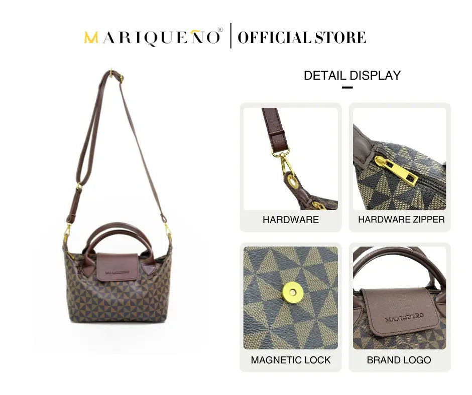 MARTHA Leather Tote Top Handle Sling Bag in Mocha Geo | by Mariqueño ( )