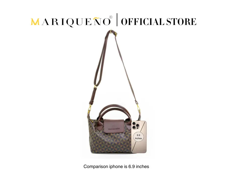 MARTHA Leather Tote Top Handle Sling Bag in Mocha Geo | by Mariqueño ( )