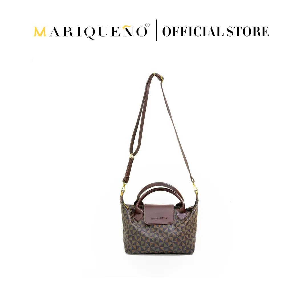 MARTHA Leather Tote Top Handle Sling Bag in Mocha Geo | by Mariqueño ( )
#color_choco brown geo