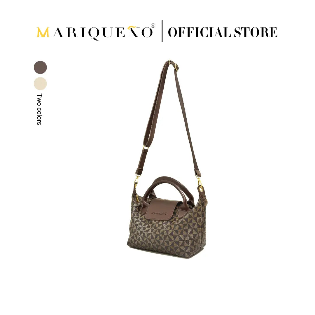 MARTHA Leather Tote Top Handle Sling Bag in Mocha Geo | by Mariqueño ( )