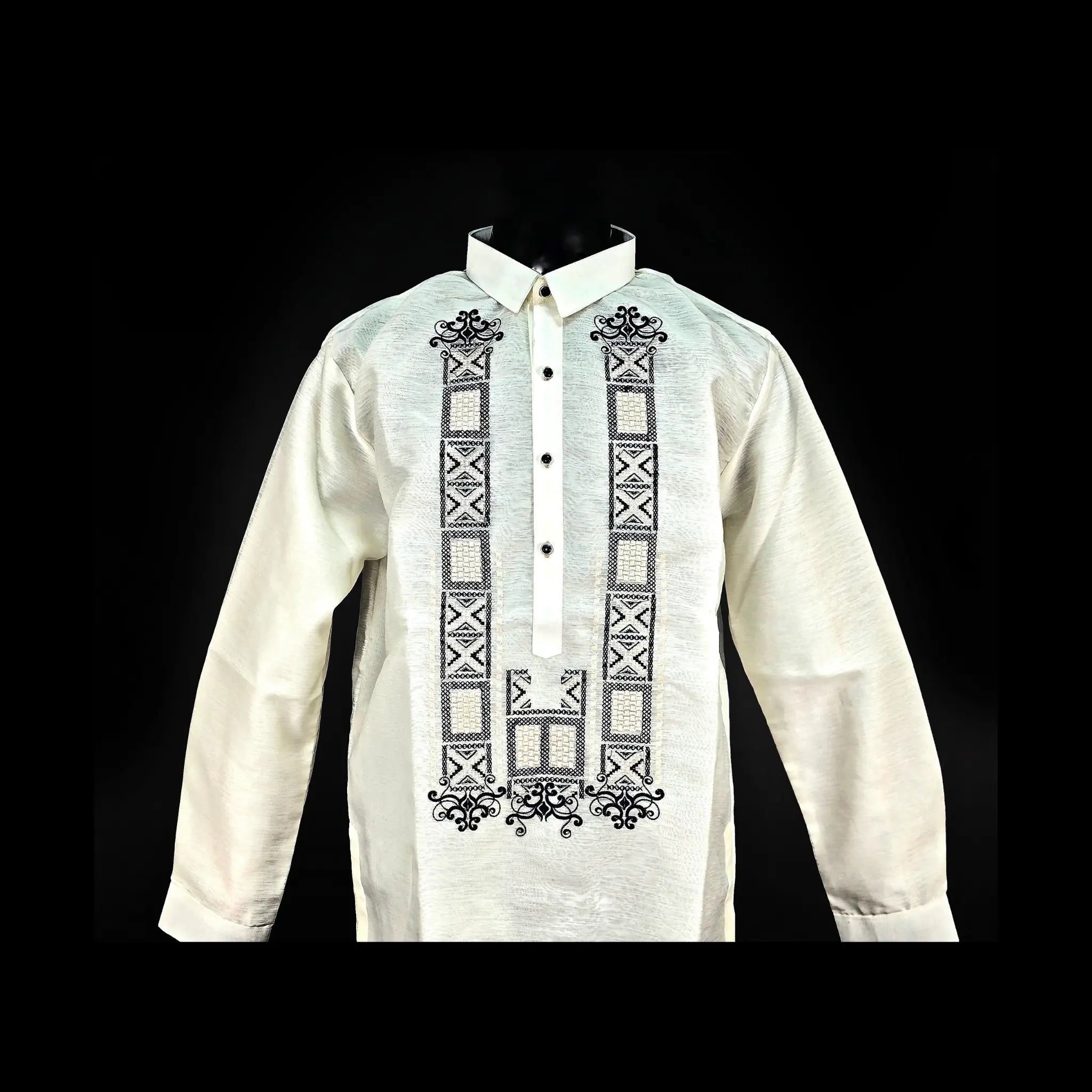 Men's GUEVARRA Jusilyn Barong Tagalog in Black - Sport Collar | by Mariqueño ( )