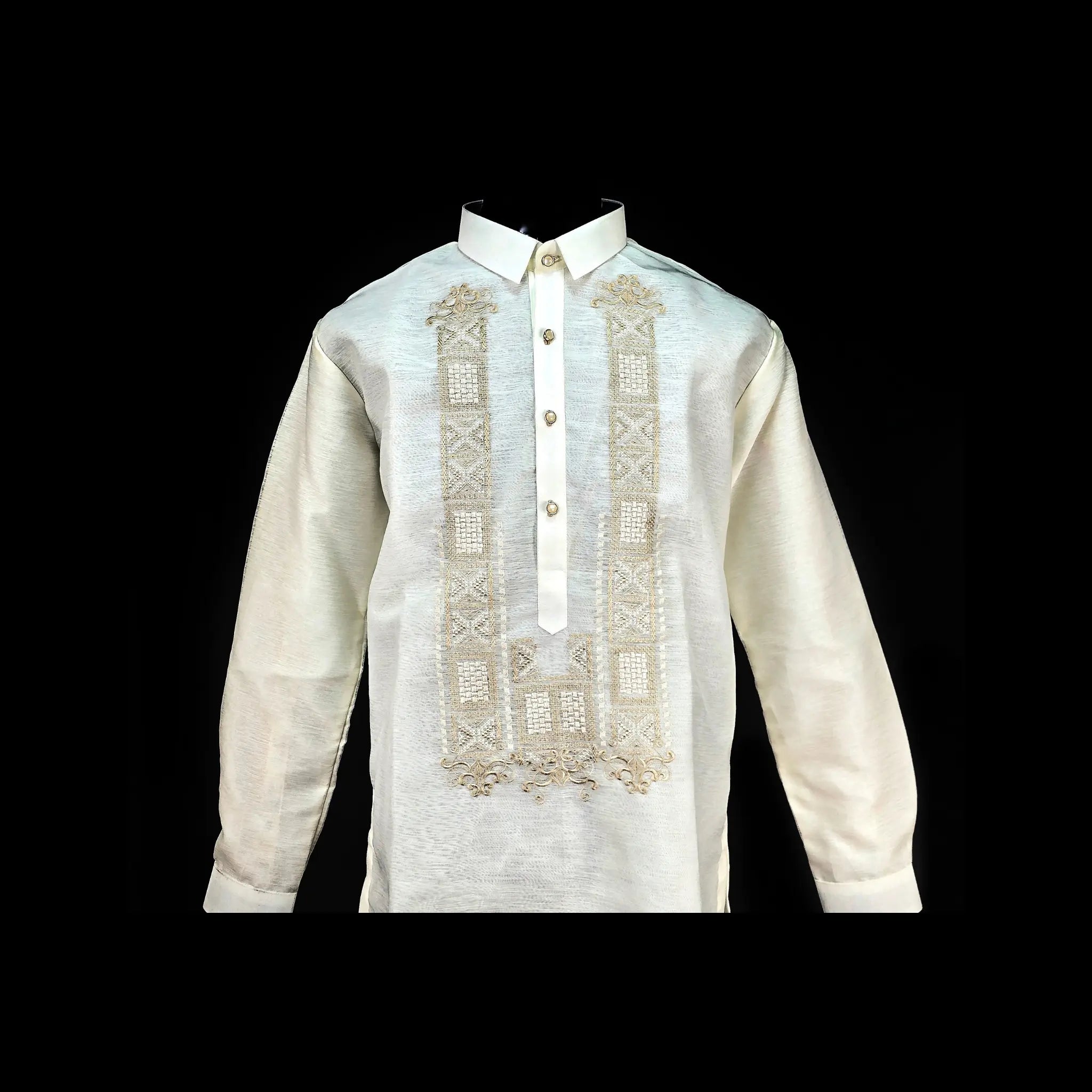 Men's GUEVARRA Jusilyn Barong Tagalog in Cream - Sport Collar | by Mariqueño ( )