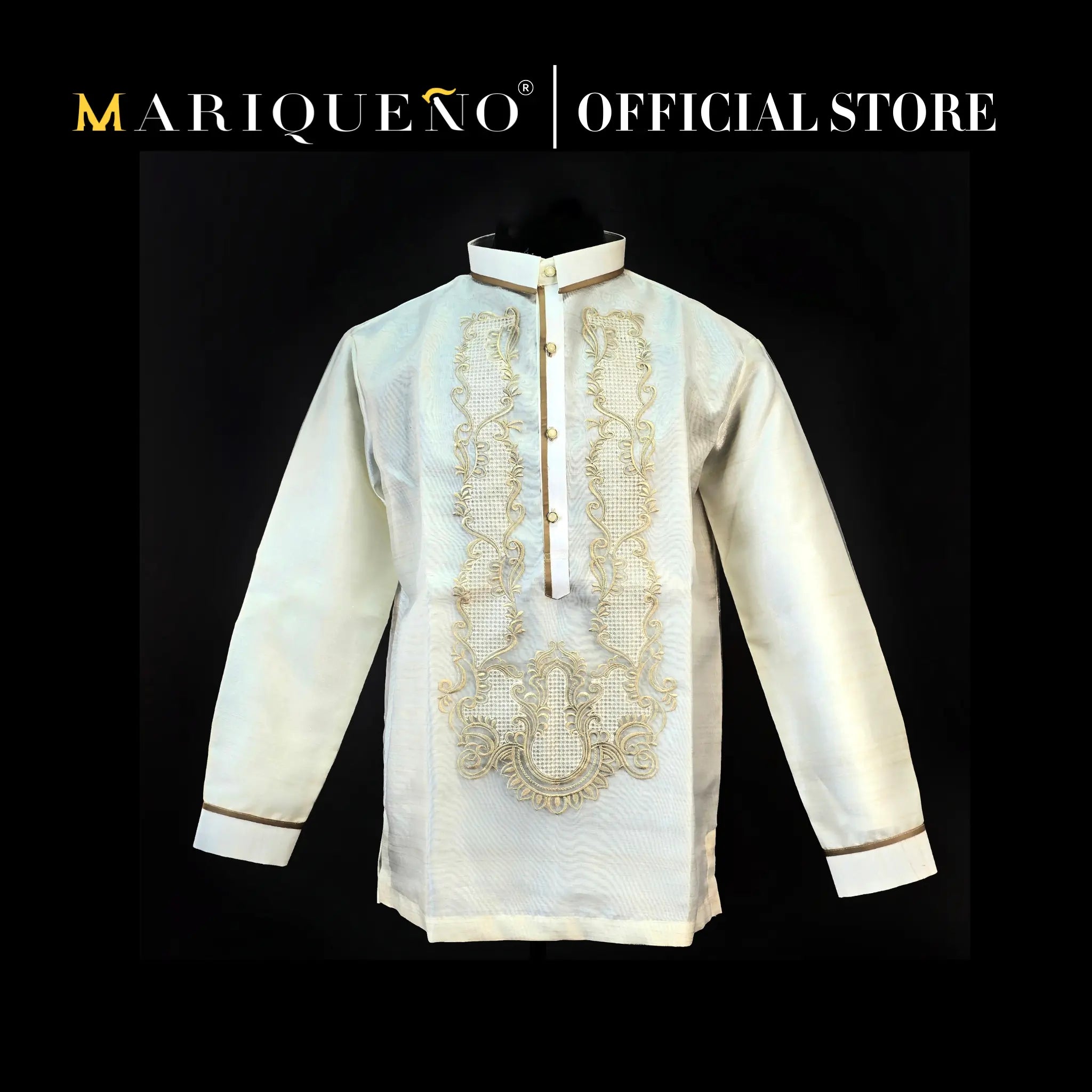 Men's MANUEL Classic Piña Organza Barong Tagalog in Cream - Sport Collar | 5XL by Mariqueño ( 2550.00)