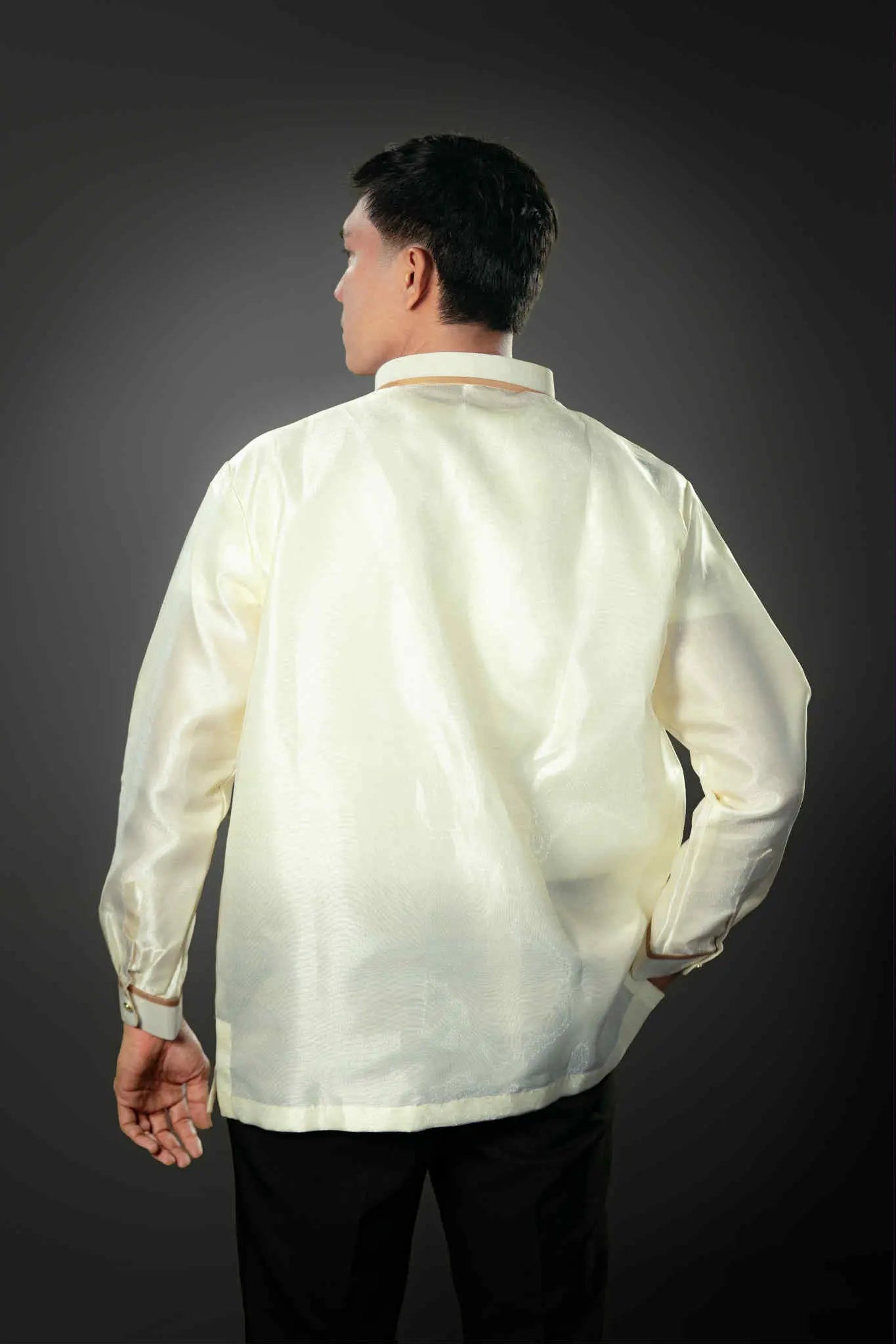 Men's MANUEL Classic Piña Organza Barong Tagalog in Cream - Sport Collar | by Mariqueño ( )