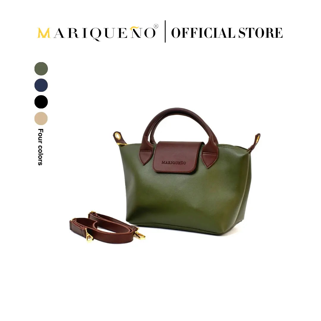 MARTHA Leather Tote Top Handle Sling Bag in Green by Mariqueño