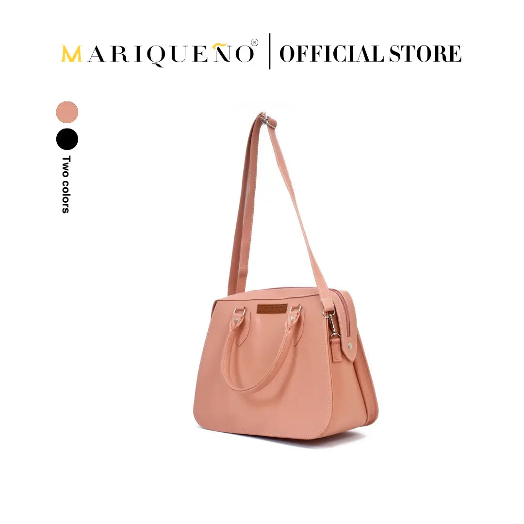 MARGAUX Classic Handbag with Sling in Salmon Pink by Mariqueño