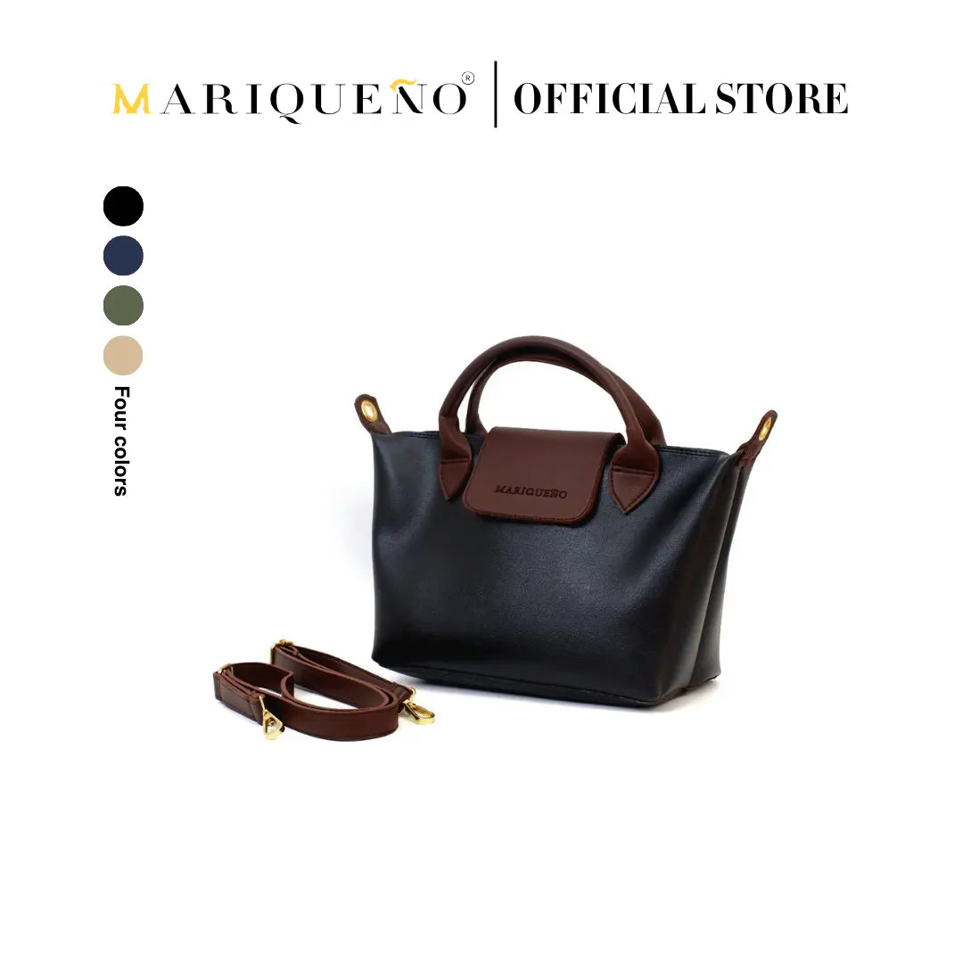 MARTHA Leather Tote Top Handle Sling Bag in Black by Mariqueño