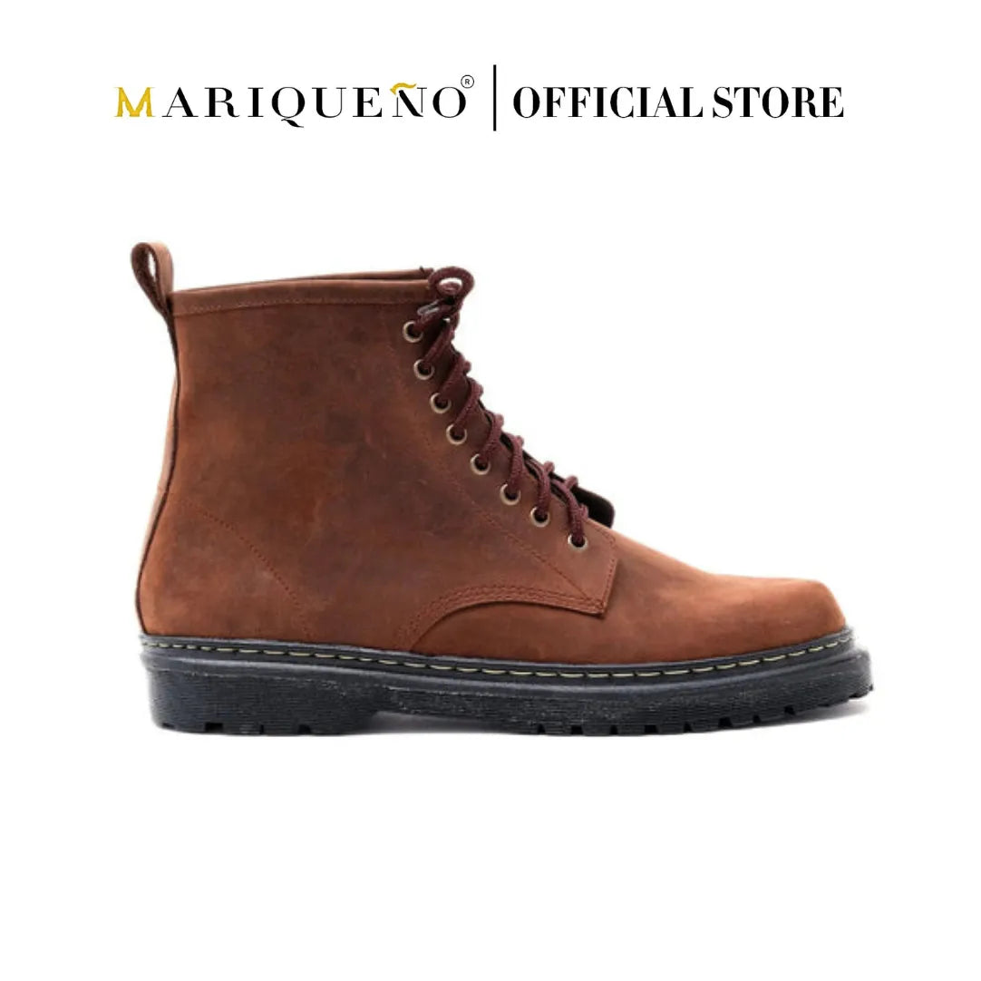 MARCELINO Matted High Cut Leather Riding Boots - Malt Brown