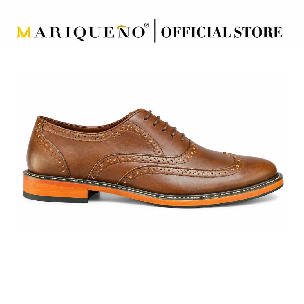 Walnut brown leather shoe with 'Mariqueno' branding on a white background
#color_walnut