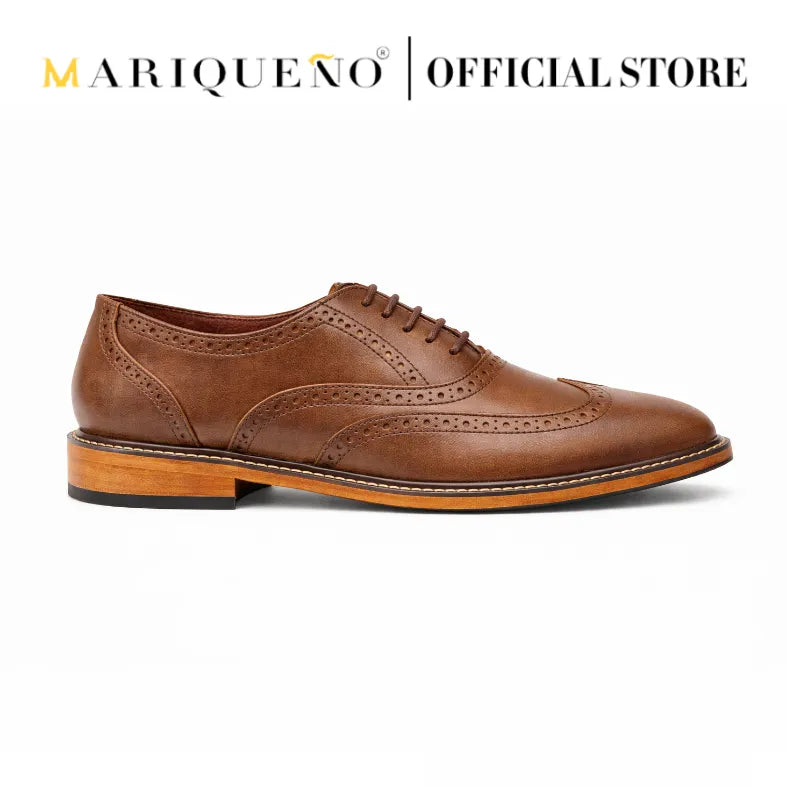 Walnut brown leather shoe with 'Mariqueno' branding on a white background
#color_walnut