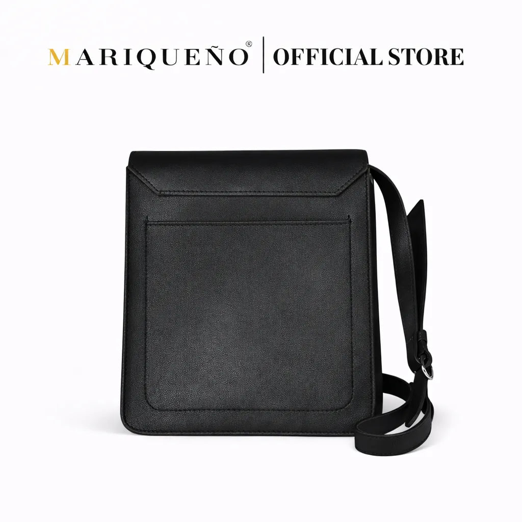Black crossbody bag with 'Mariqueno' branding on a white background
#color_black