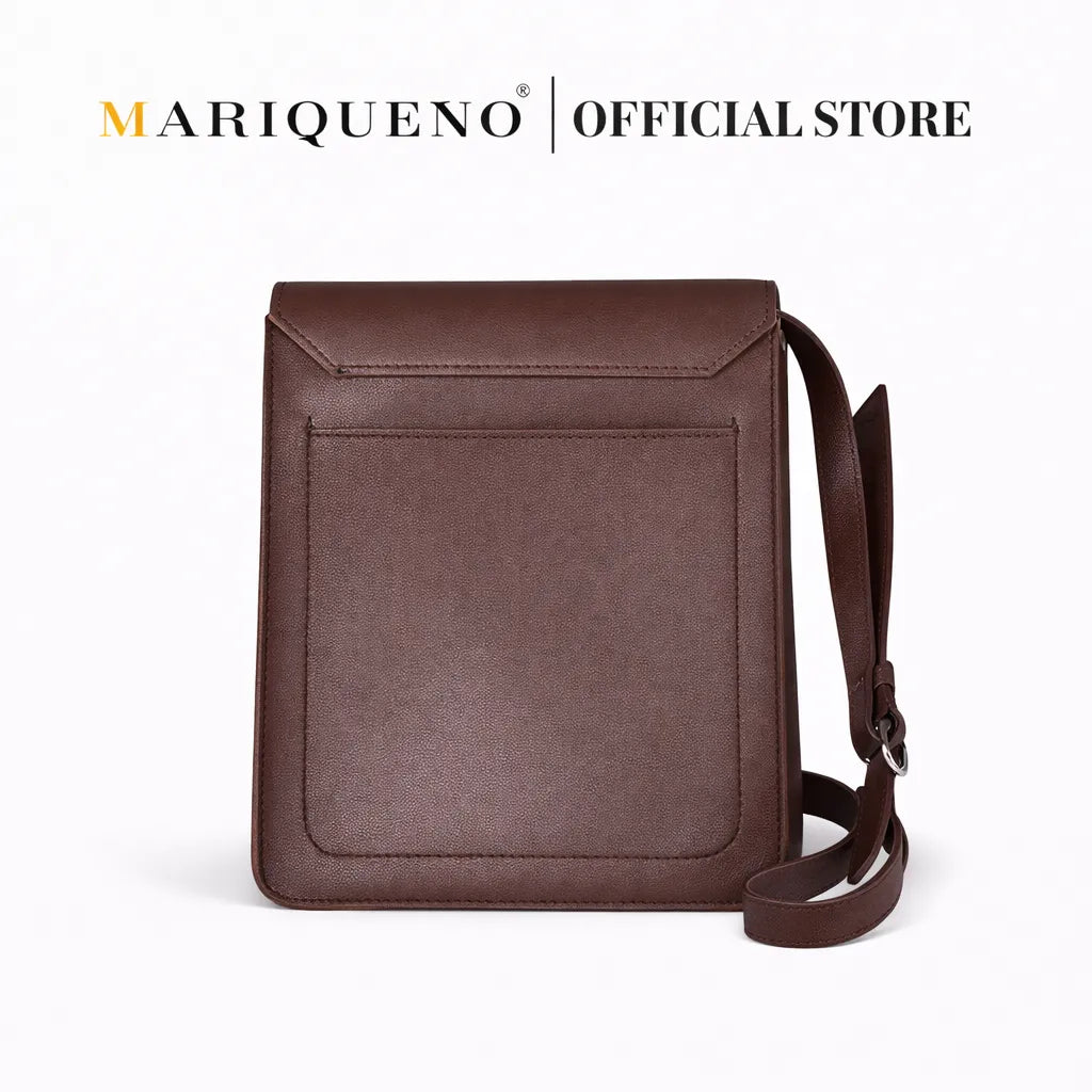 Walnut brown leather crossbody bag with 'Mariqueno' branding on a white background
#color_walnut