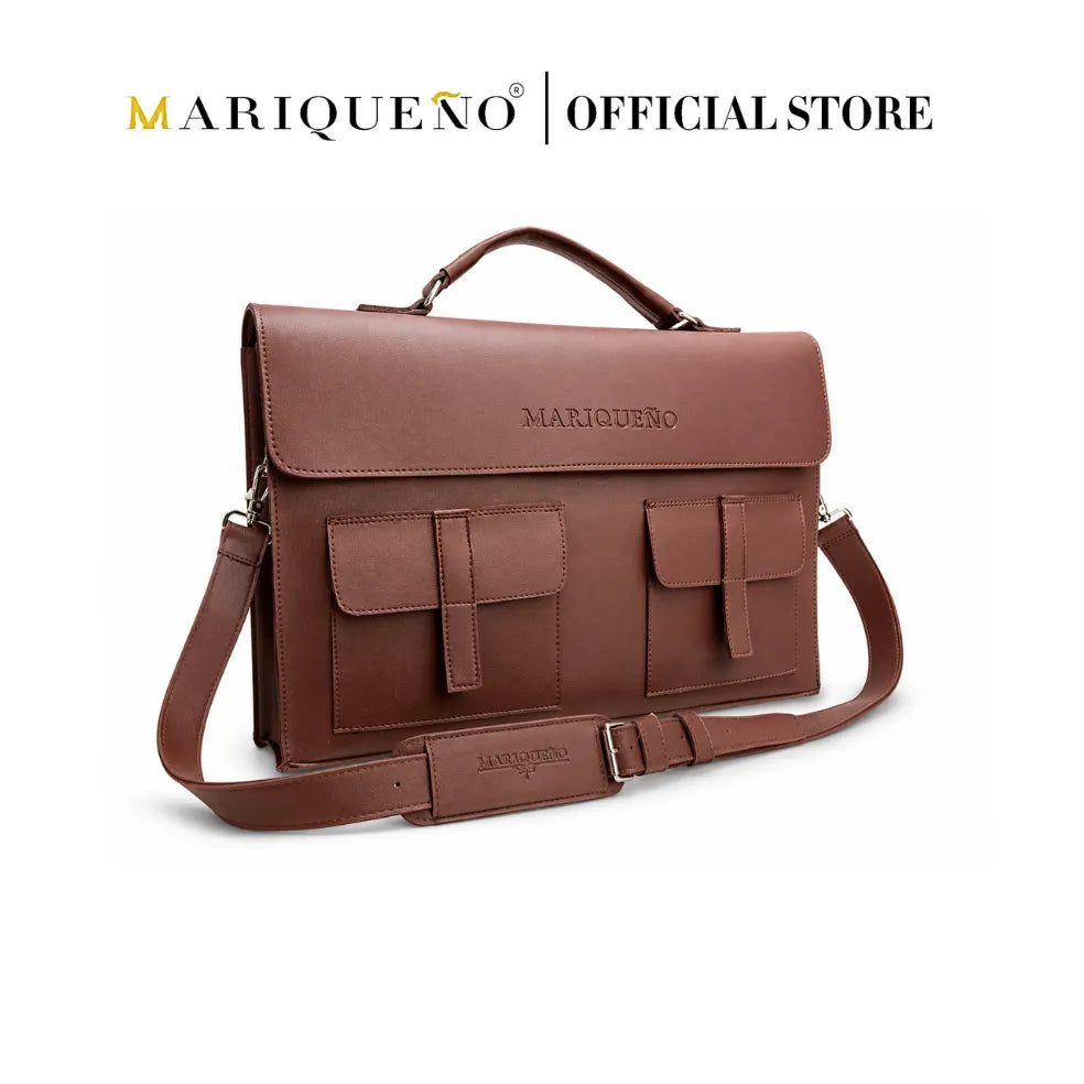 Brown leather bag with 'Mariqueno' branding on a white background
#color_walnut