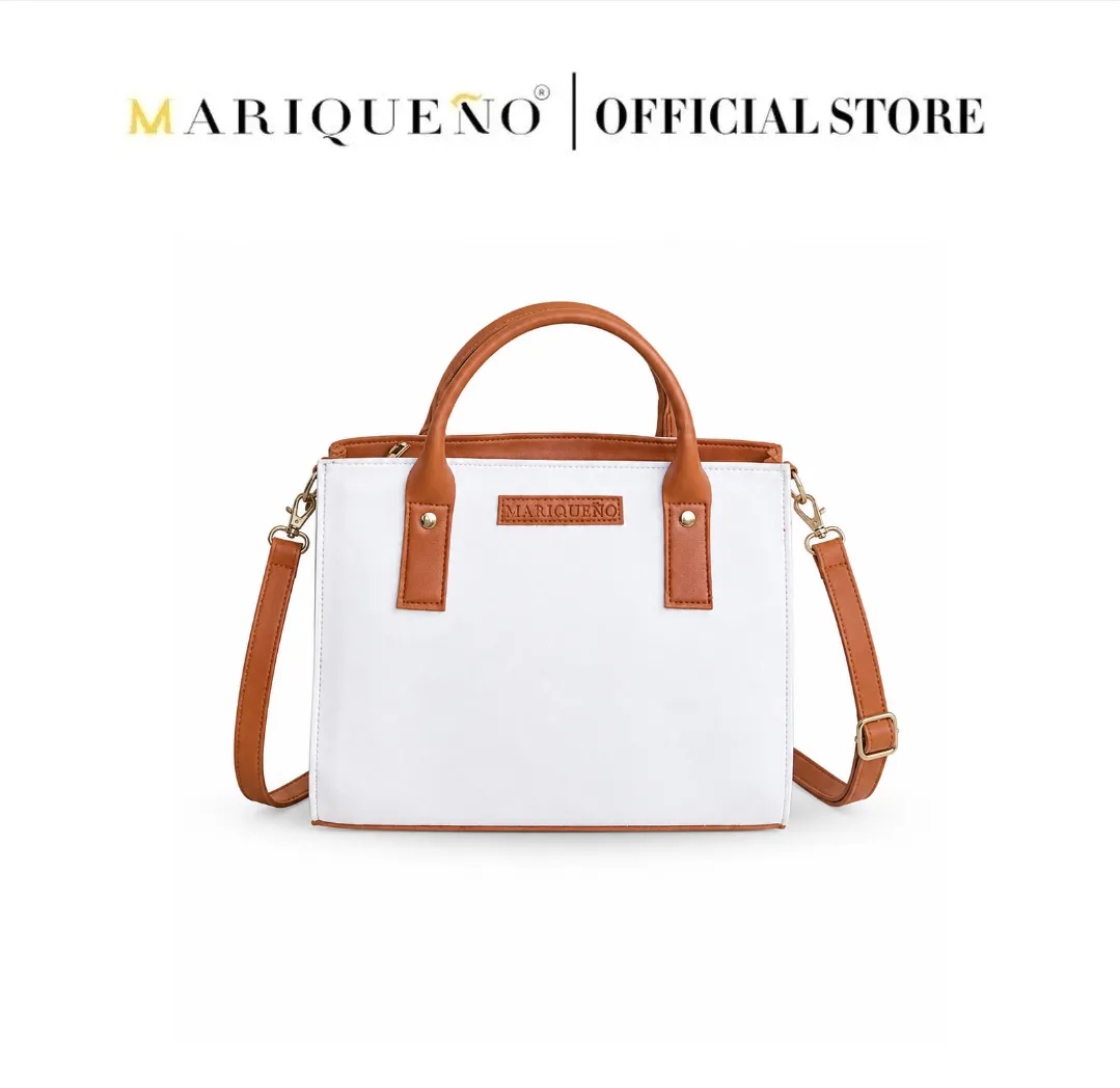 White handbag with brown accents and 'Mariqueno' branding on a white background
#color_off white
